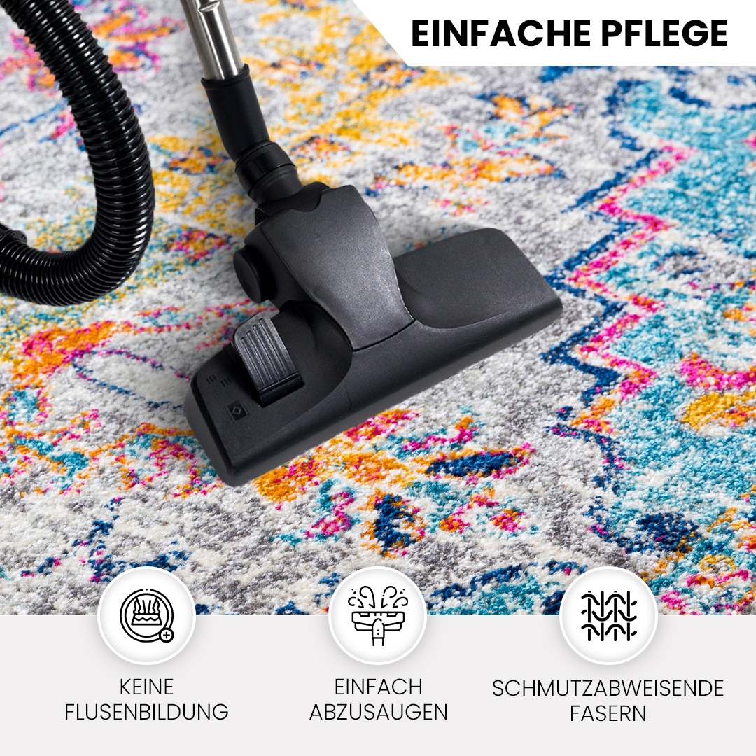 Livabliss Teppich »MUNICH«, rund, 11 mm Höhe, Vintage Orientteppich, Kurzflor Boho Wohnzimmerteppich, Läufer, ⌀160cm