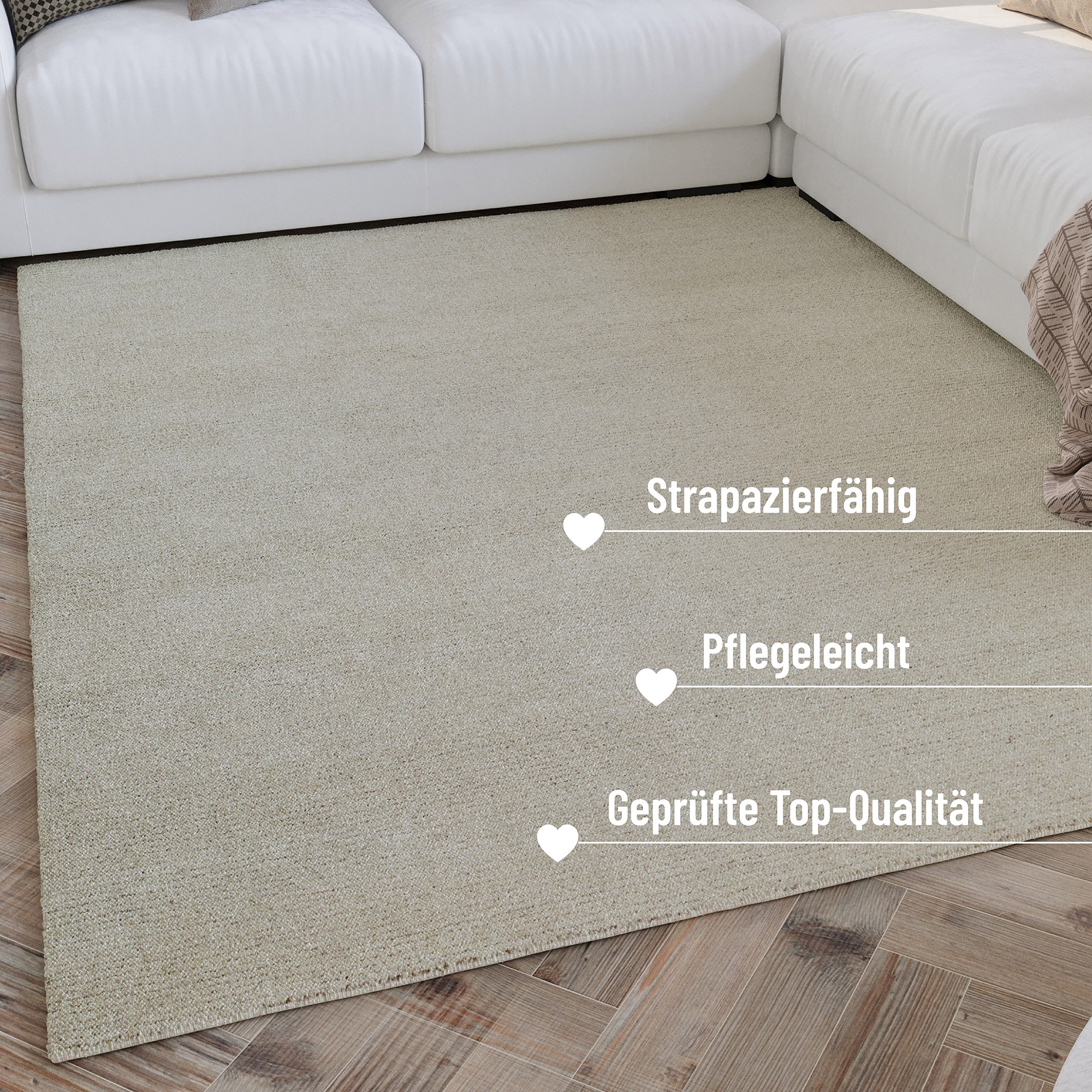 Wecon home Teppich »Hamptons THIRTYTWO«, rund, 15 mm Höhe, Kurzflor, Wohnzimmer, Schlafzimmer, elegant, robust, Linien Muster