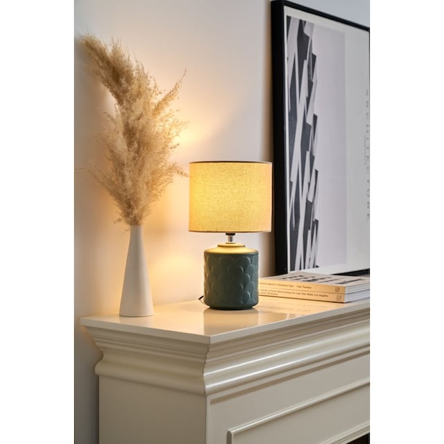 Pauleen Tischleuchte »Glowing Midnight max20W beige/green matt 230V  Stoff/Keramik«, 1 flammig-flammig | BAUR