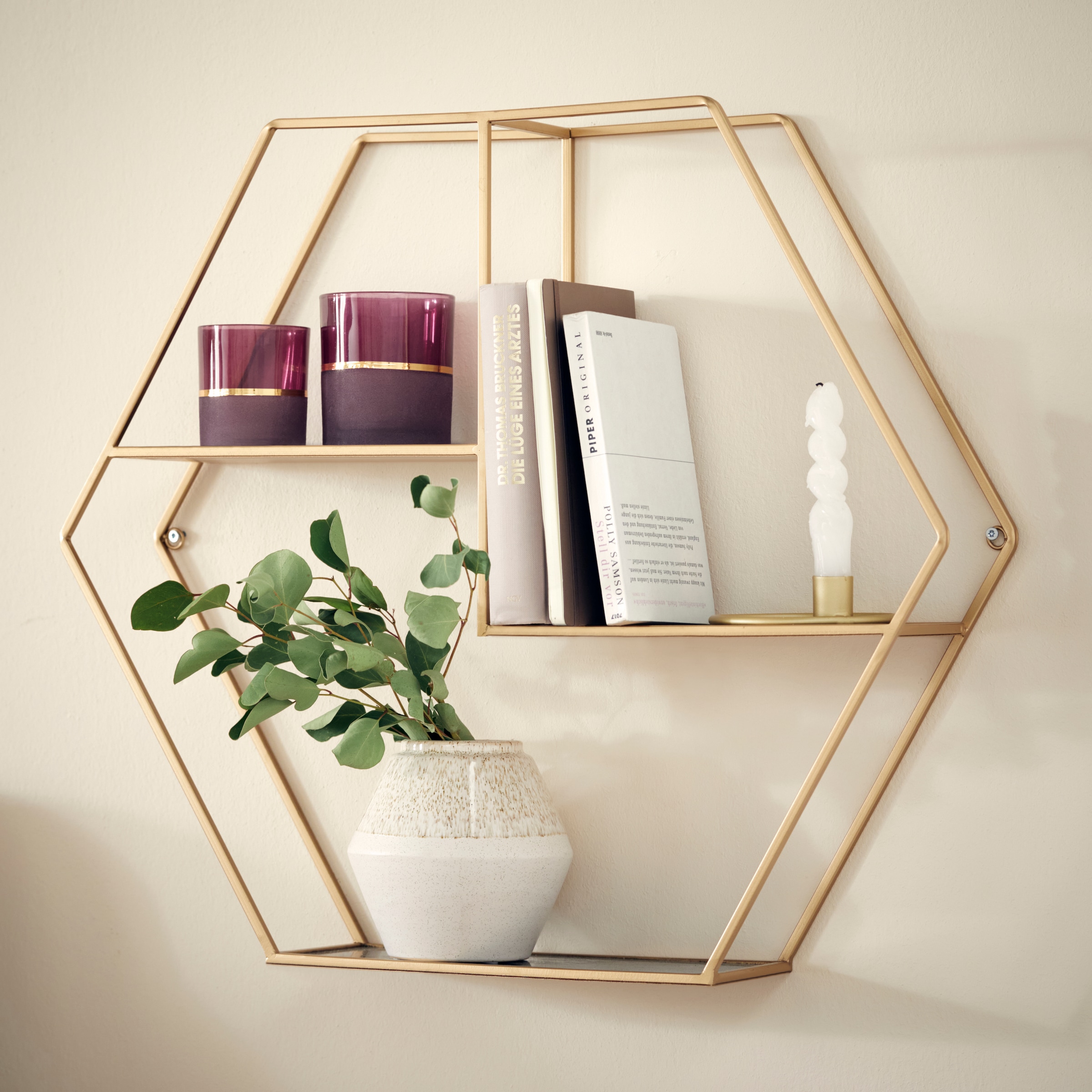 Leonique Deko-Wandregal »Hexagon«, sechseckiges Element, goldfarben, in modernem  Design bestellen | BAUR