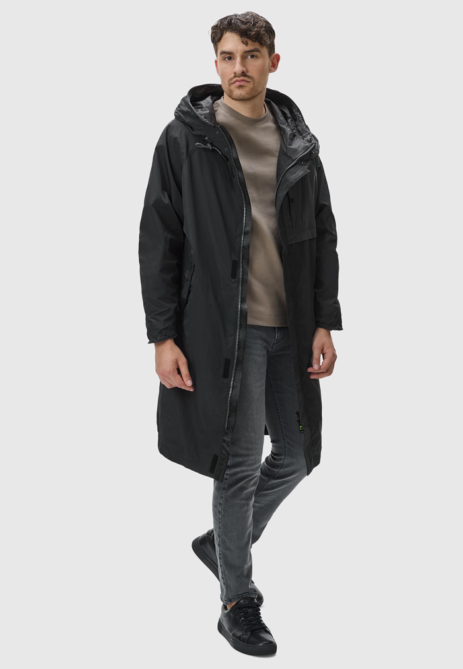 Stone Harbour Regenmantel »Zafaar«, Lange Herren Regenjacke mit Kapuze