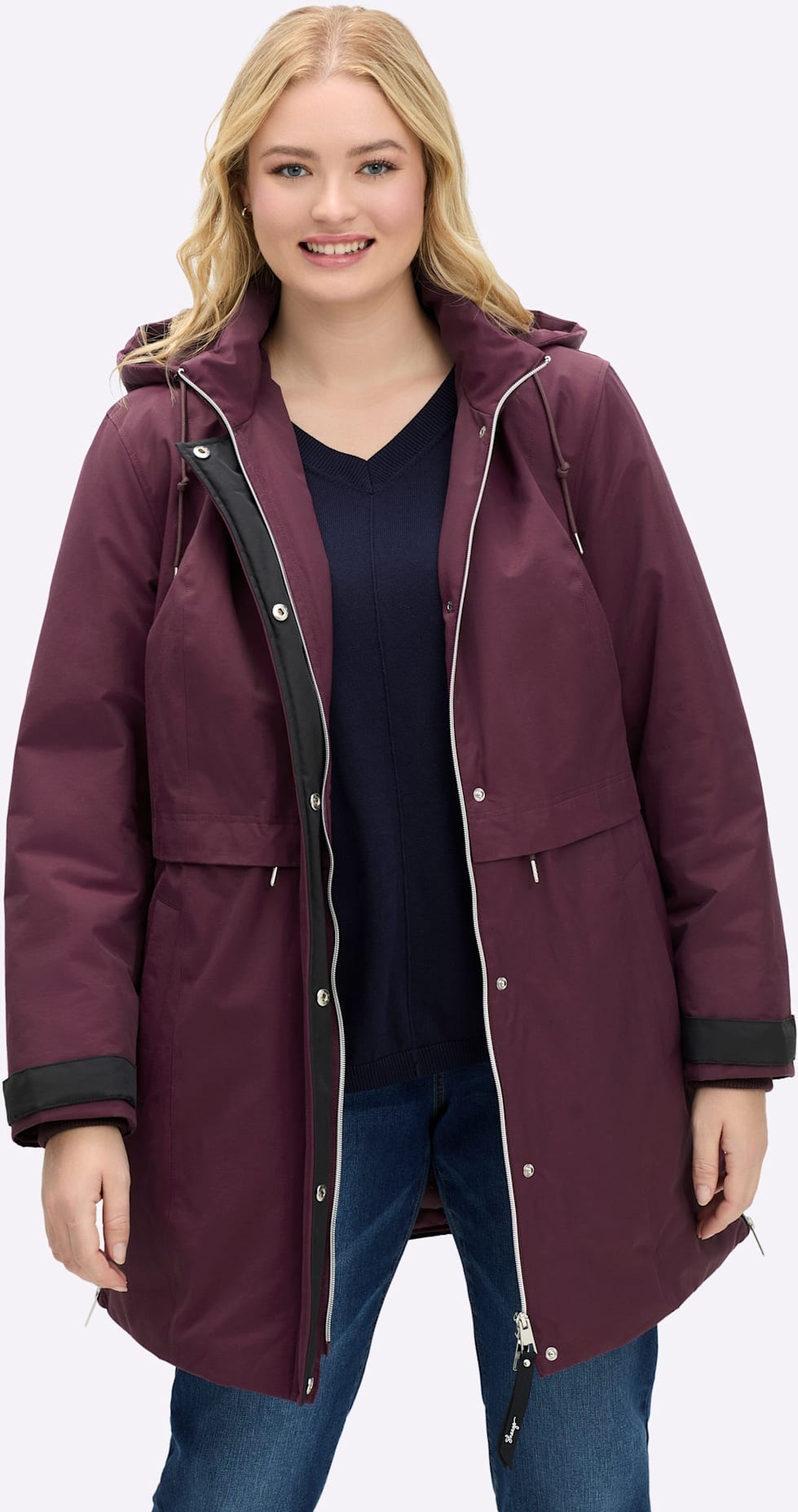 Sheego Langjacke, mit Kapuze günstig online kaufen