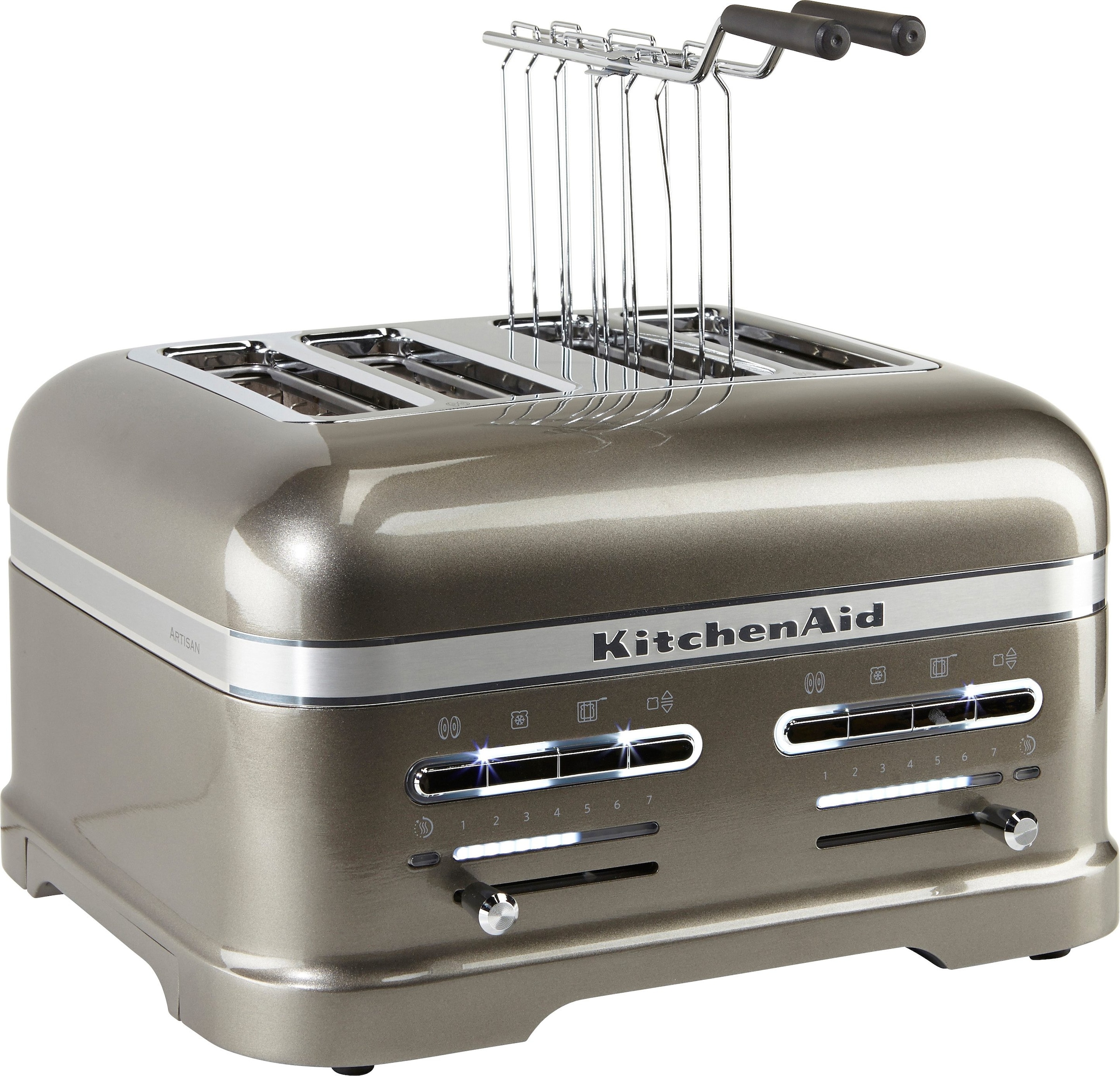KitchenAid Toaster »Artisan 5KMT4205EMS MEDALLION-SILBER«, 4 kurze  Schlitze, für 4 Scheiben, 2500 W, mit Sandwichzange auf Rechnung | BAUR