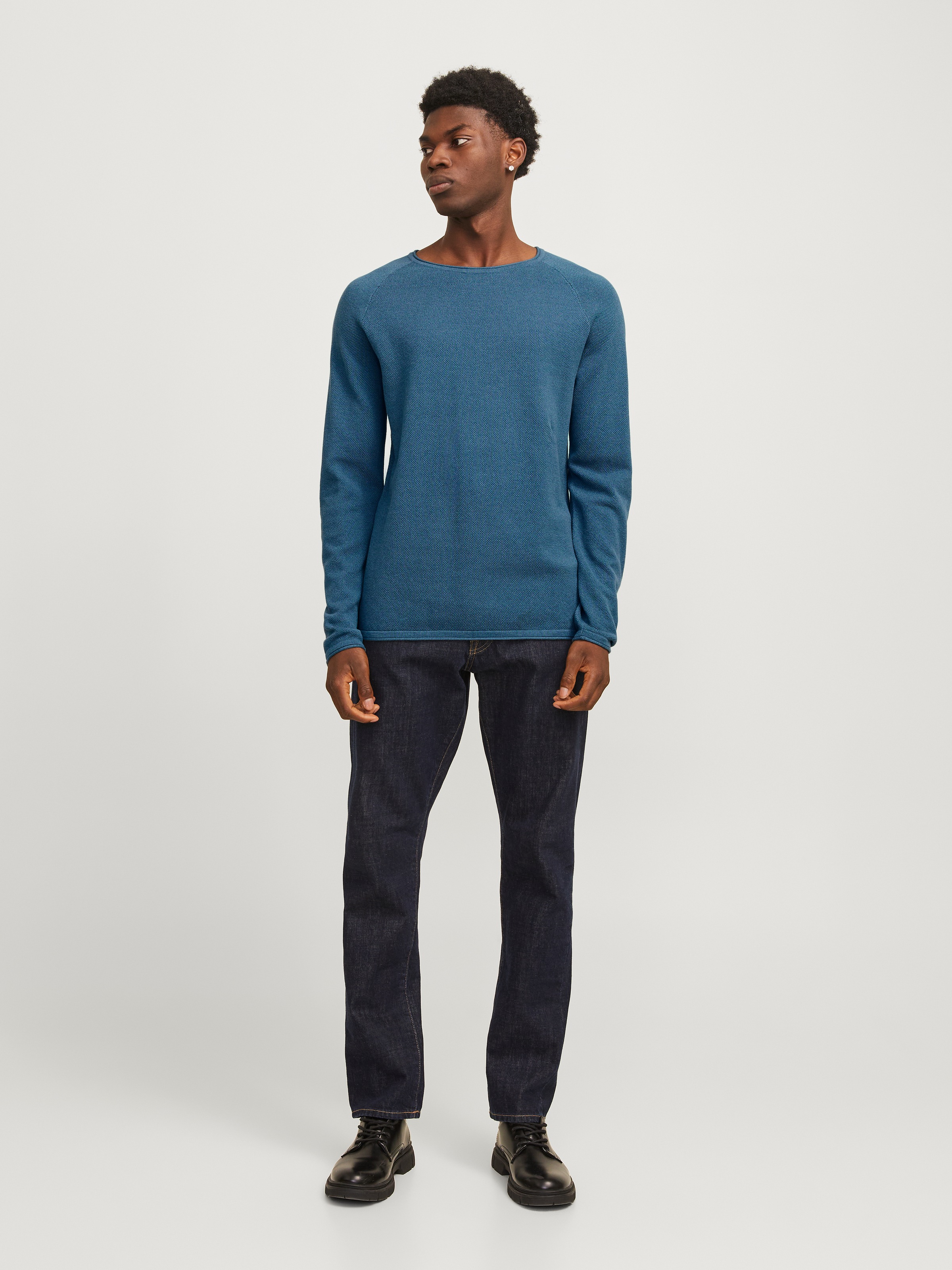 Jack & Jones Rundhalspullover »JJEHILL KNIT CREW NECK NOOS«, aus Strukturstrick