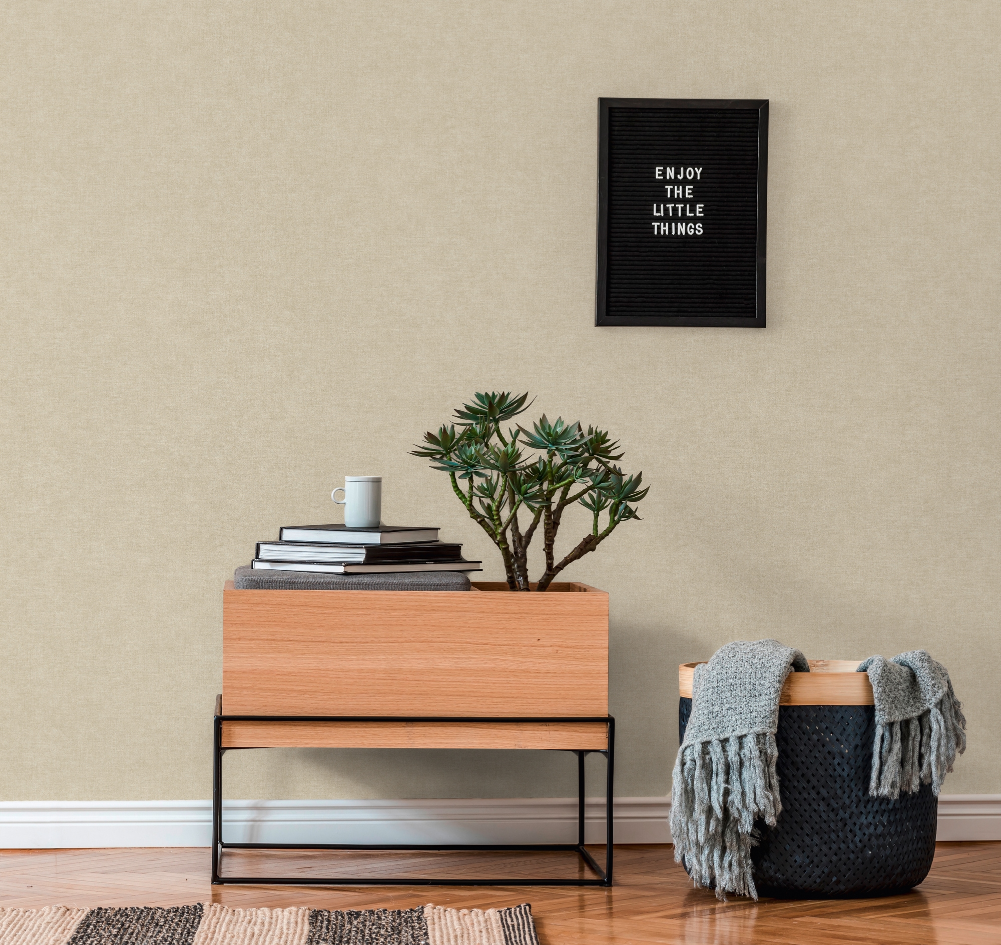 living walls Vliestapete »Smart Surfaces einfarbige Tapete Unitapete Struktur-Optik Landhaus«, matt, Vliestapete Textil-Optik für Schlafzimmer Küche Wohnzimmer Uni Design