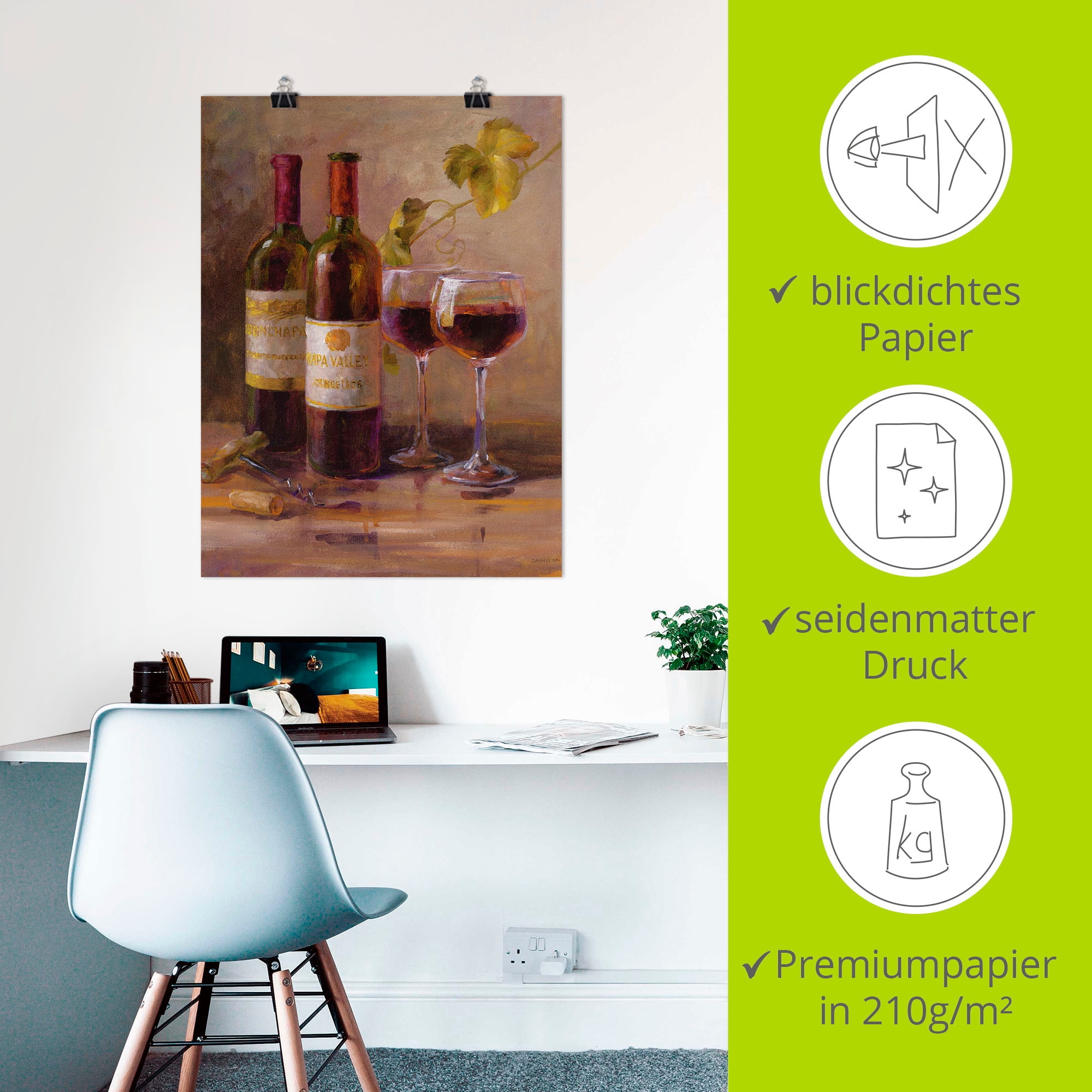 Artland Poster »Offener Wein I« Getränke 1 Stk. tlg. ohne Rahmen