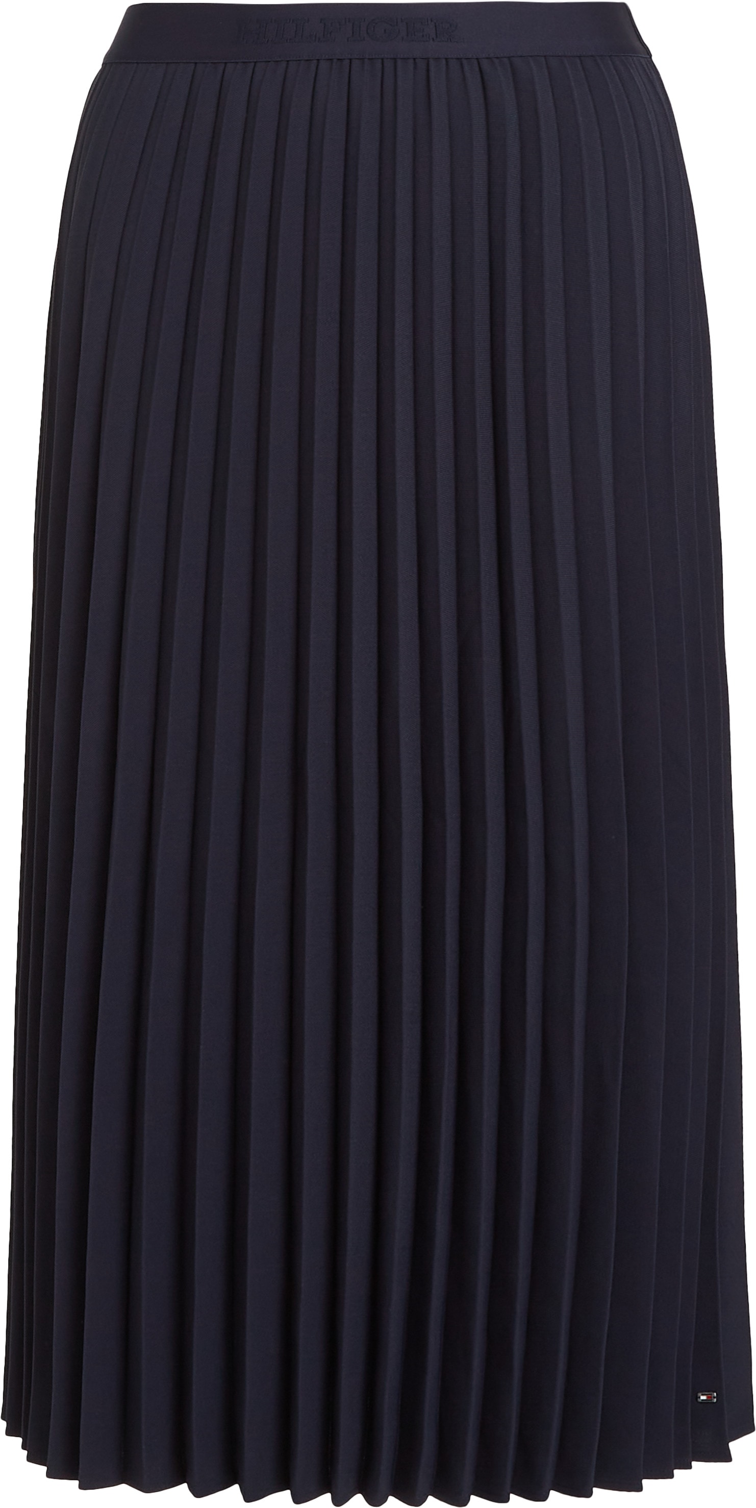 Tommy Hilfiger Plisseerock »FLUID TWILL PLEATED MIDI SKIRT«, Webrock mit Markenlabel