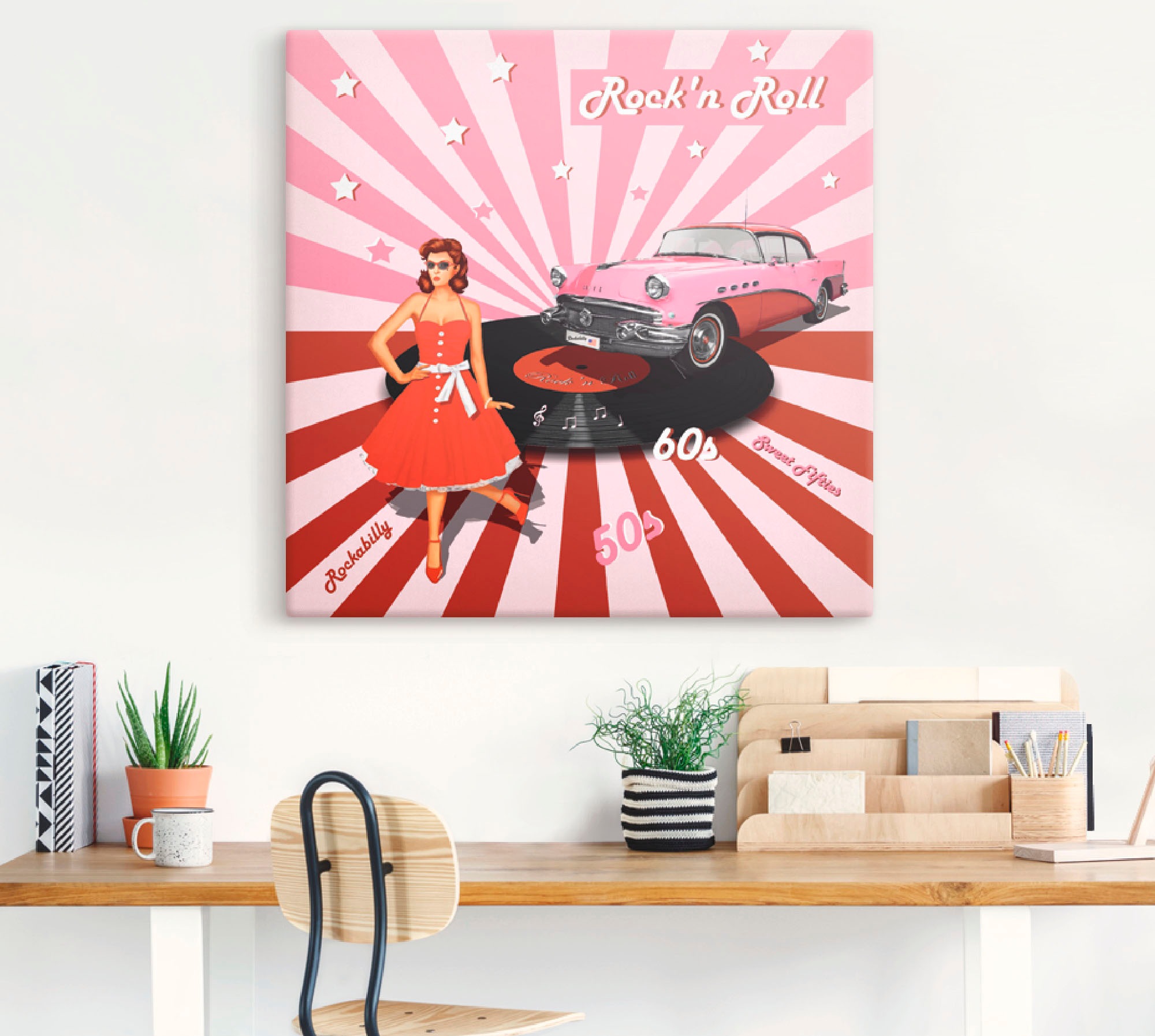 Artland Wandbild »Rock'n Roll die 50er Jahre«, Auto, (1 St.), als Alubild, Outdoorbild, Leinwandbild, Poster, Wandaufkleber