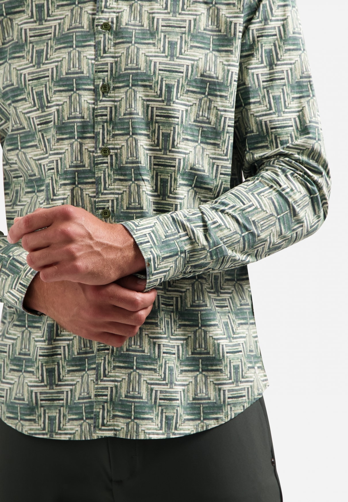 NO EXCESS Langarmhemd »No Excess Stretchhemd mit Print Shirt Stretch Allover Printed«