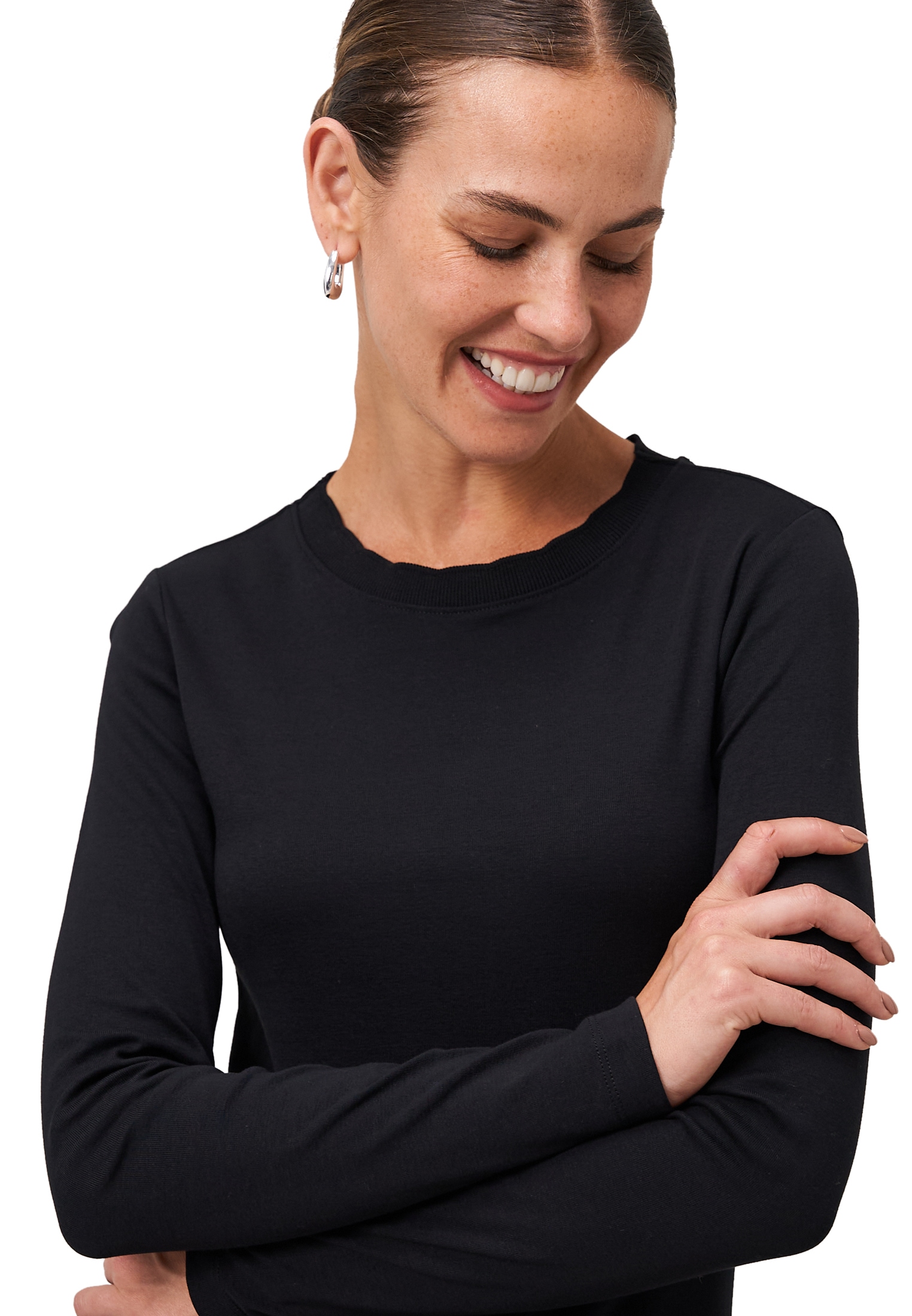 Zero Kurzarmshirt »zero Damen Jersey-Shirt mit Wellenkante«, (1 tlg.), weiteres Detail