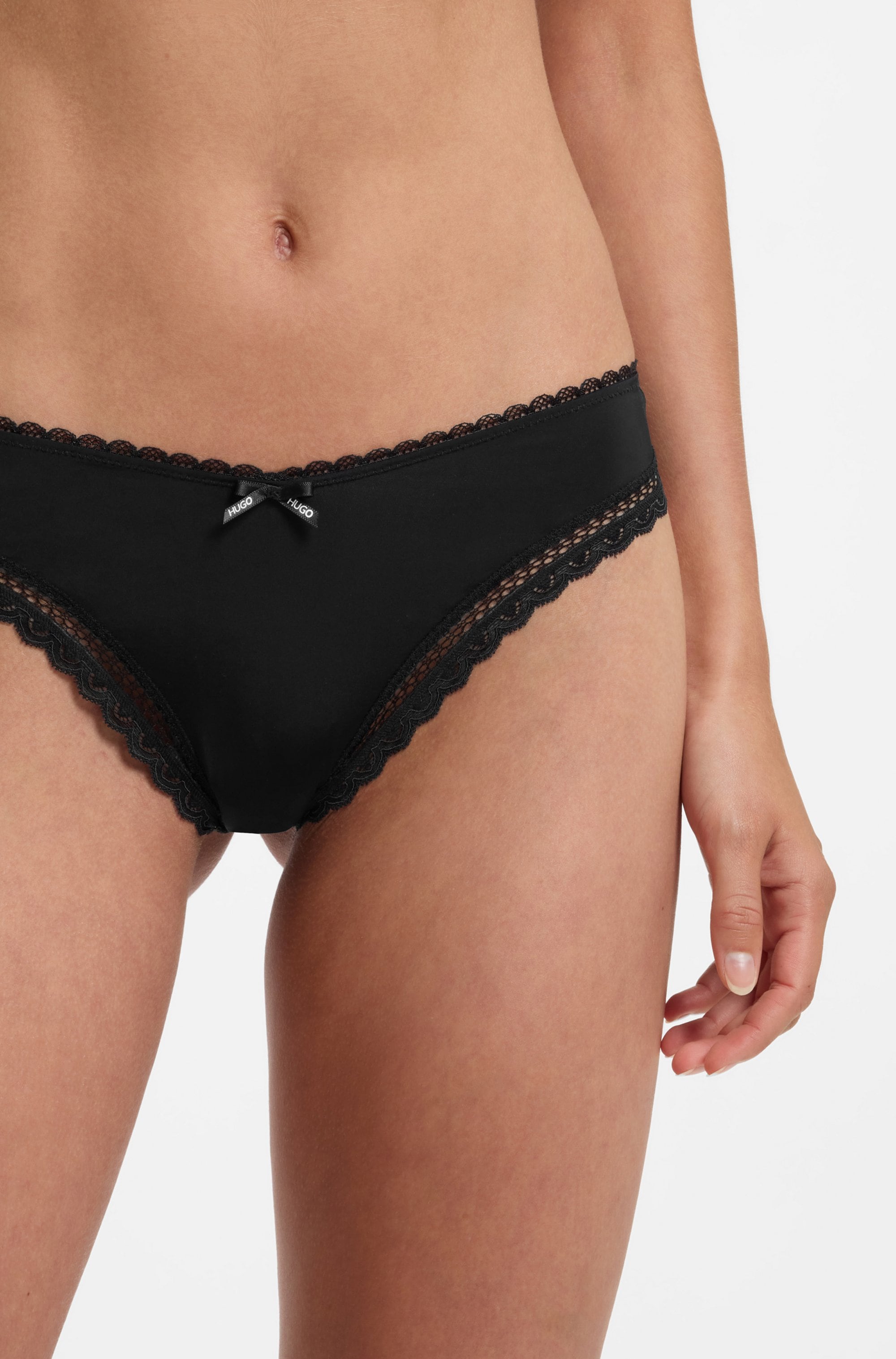 HUGO Underwear elegante Spitzenbesätze, Logo-Schleife, mittlere Bundhöhe