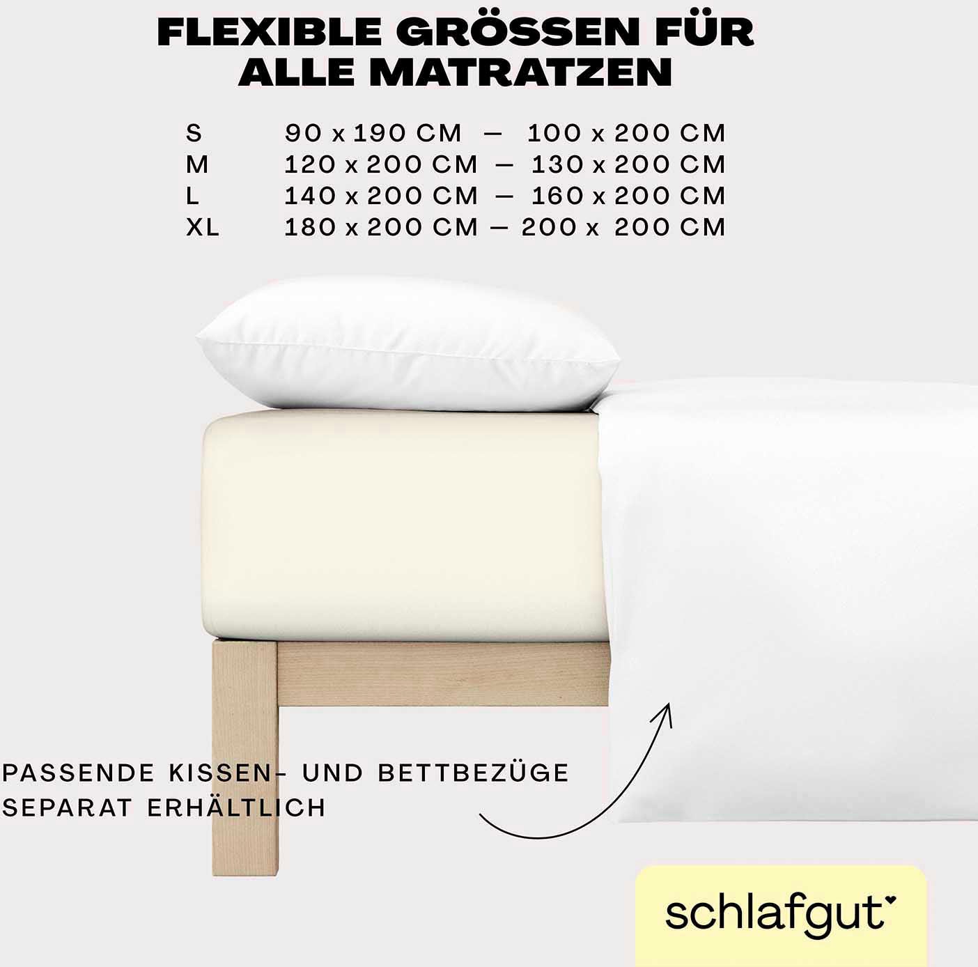 Schlafgut Spannbettlaken »EASY aus 100% Baumwolle, weich & saugfähig, Marken-Bettlaken«, für Matratzen bis 22 cm Höhe, in 90x200, 140x200 oder 180x200 cm