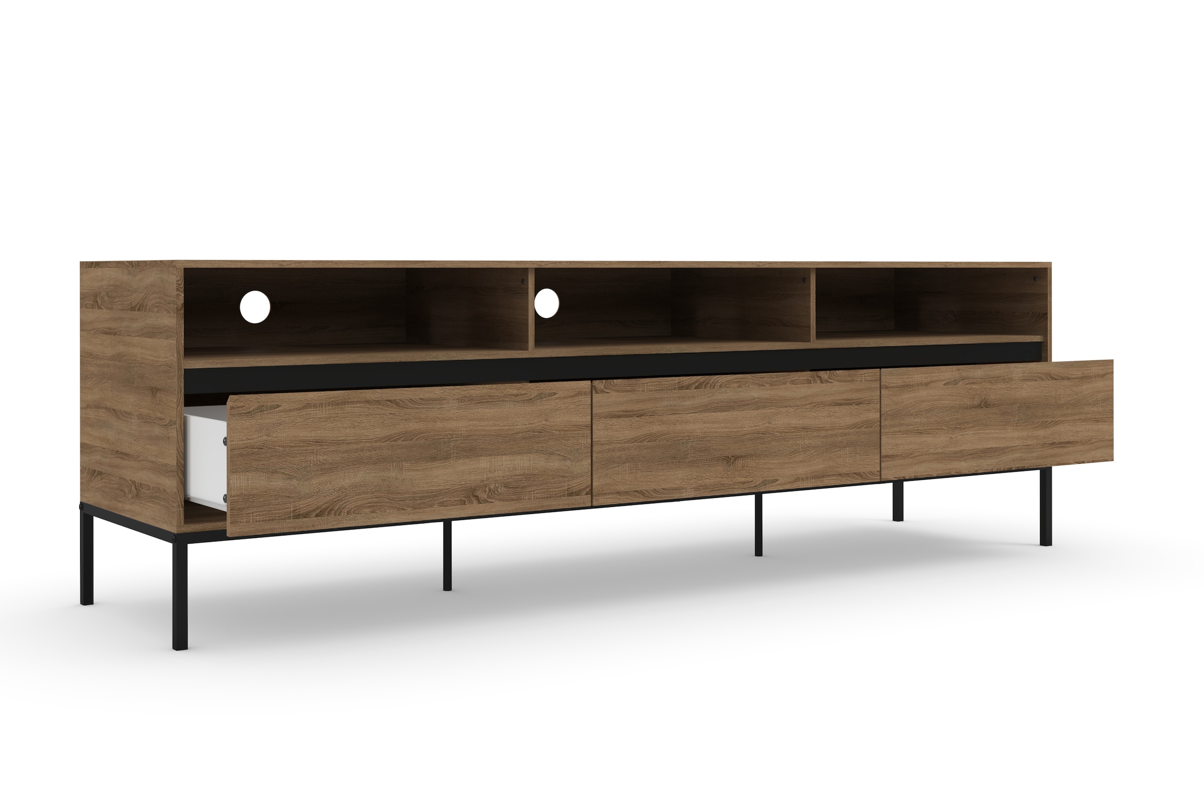INOSIGN Lowboard »Bari«, Kommode mit 3 Schubladen und 3 Kabeldurchfürungen, Breite 160 cm