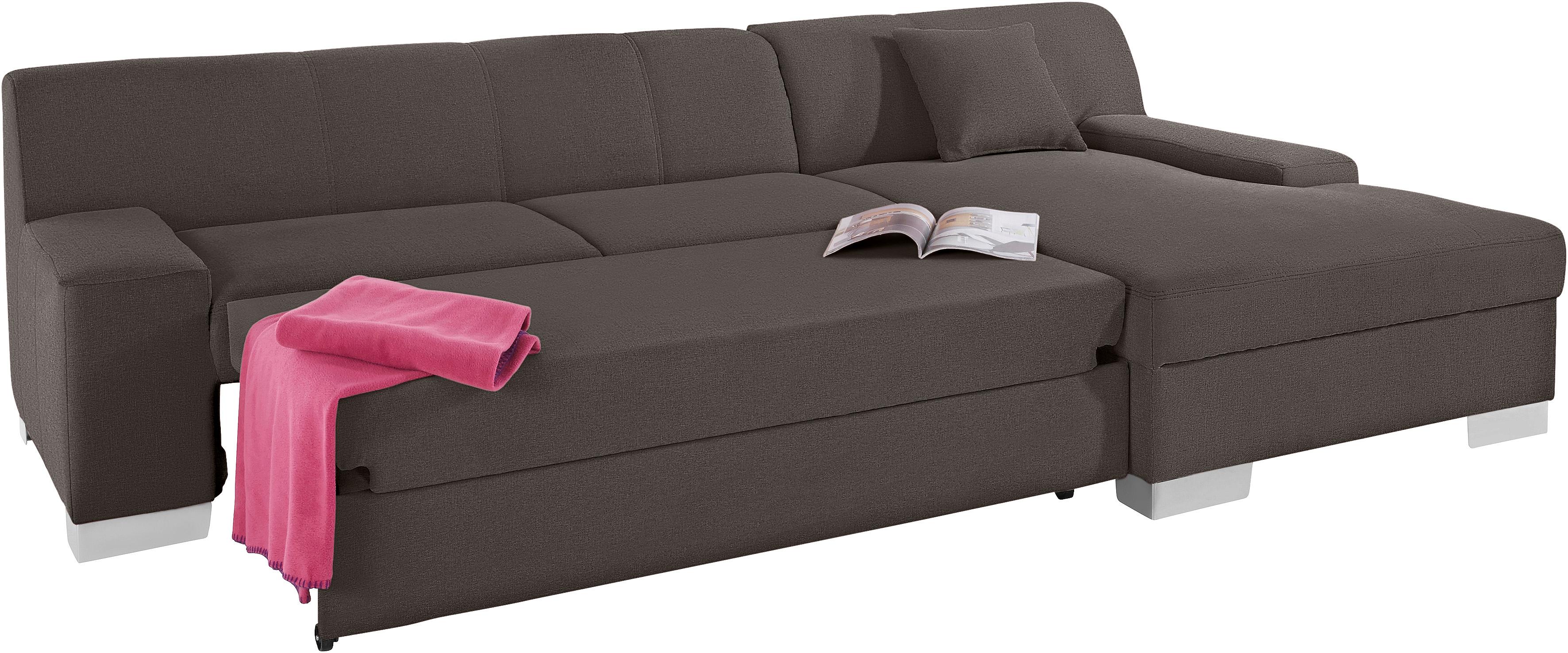 Thumbnail - DOMO collection Ecksofa "Bero, elegant und zeitlos, flache Armlehnen, L-Form", fester Sitzkomfort, wahlweise mit Bettfun...