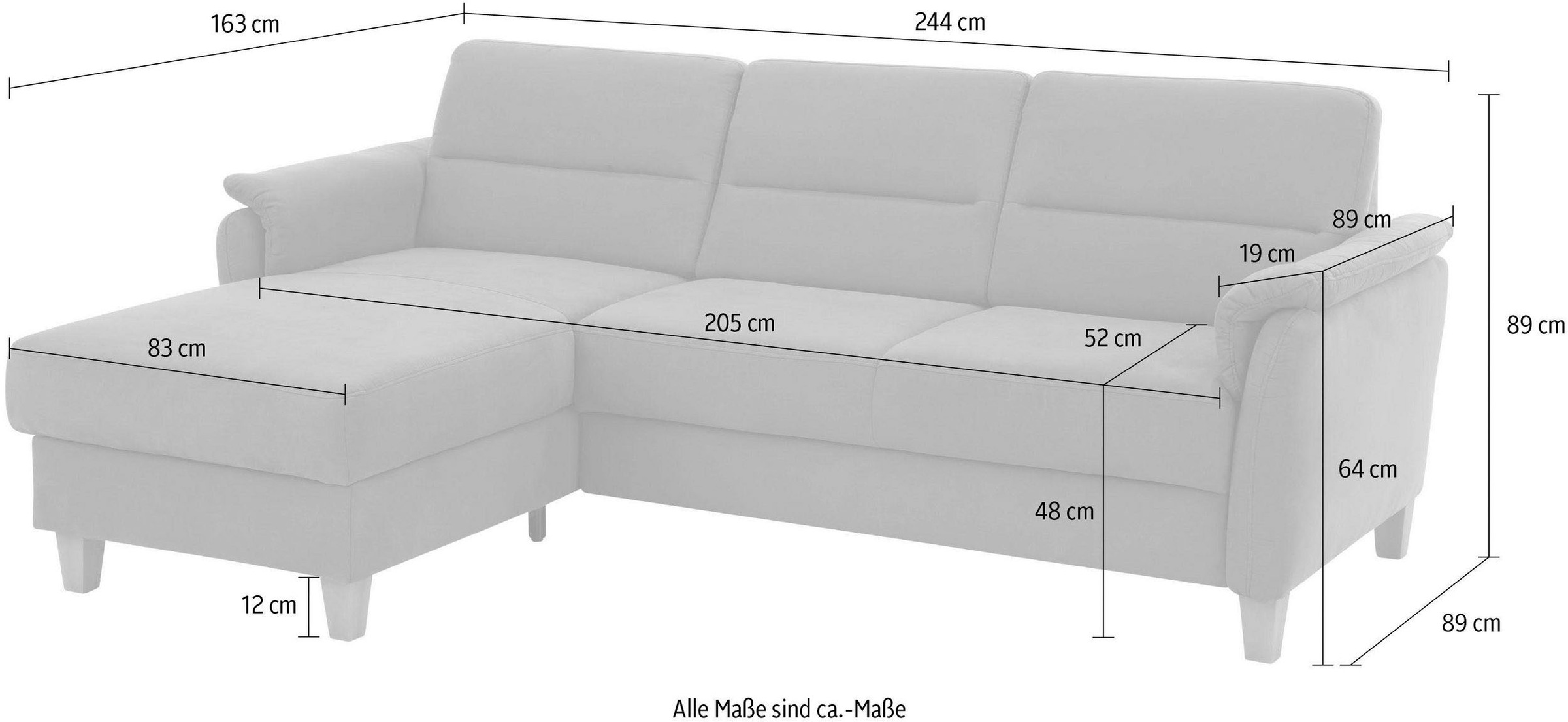 Home affaire Ecksofa »Palmera L-Form«, Federkern, wahlweise mit Bettfunktion und mit/ohne Bettkasten