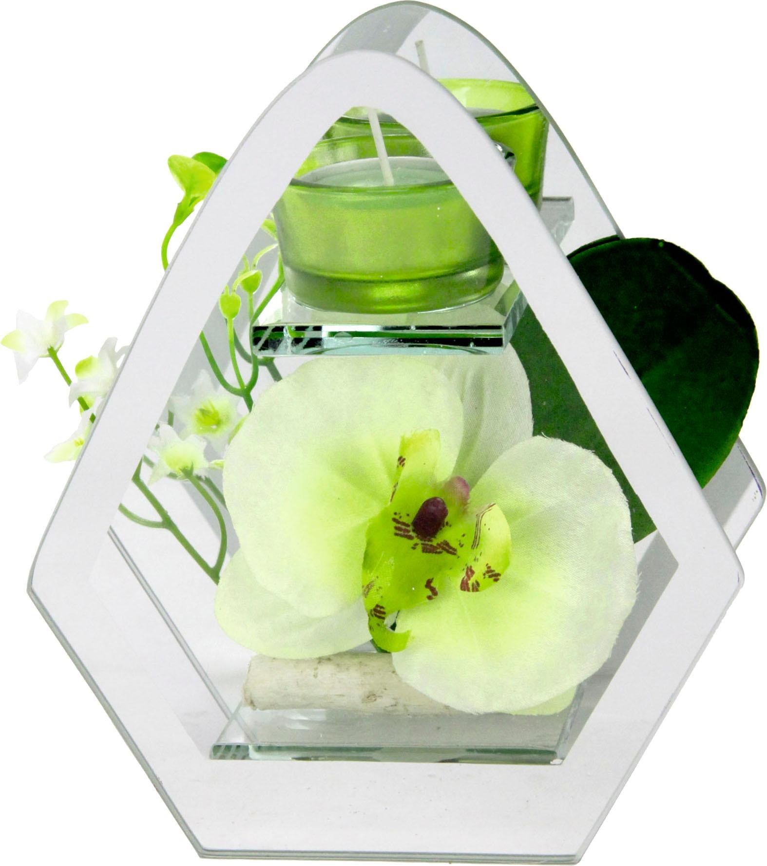 I.GE.A. Kunstpflanze "Orchidee im Glas mit Teelicht" günstig online kaufen