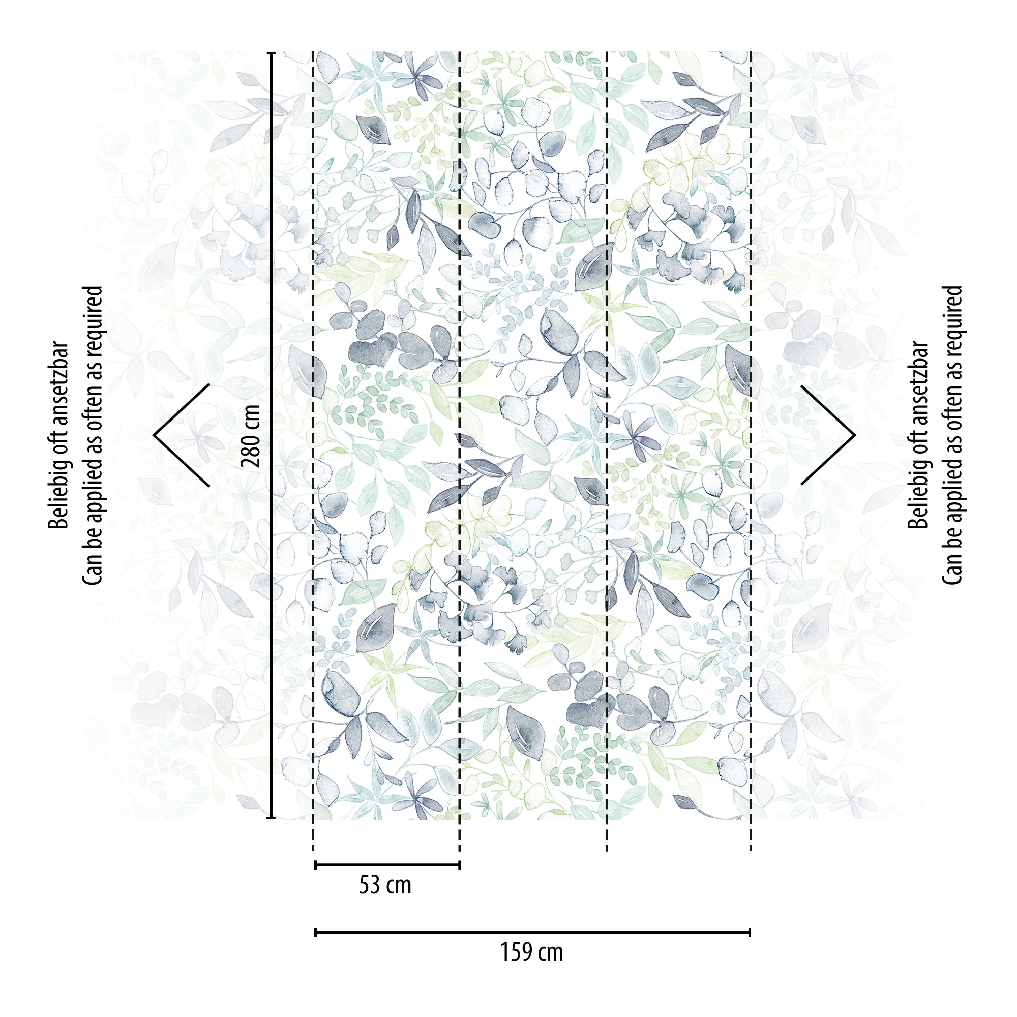 A.S. Création Fototapete »Aquarell Dreams Blumen-Tapete Mustertapete Blätter Blumen«, matt, Vliestapete Landhaus für Schlafzimmer Küche Wohnzimmer Blumen Design