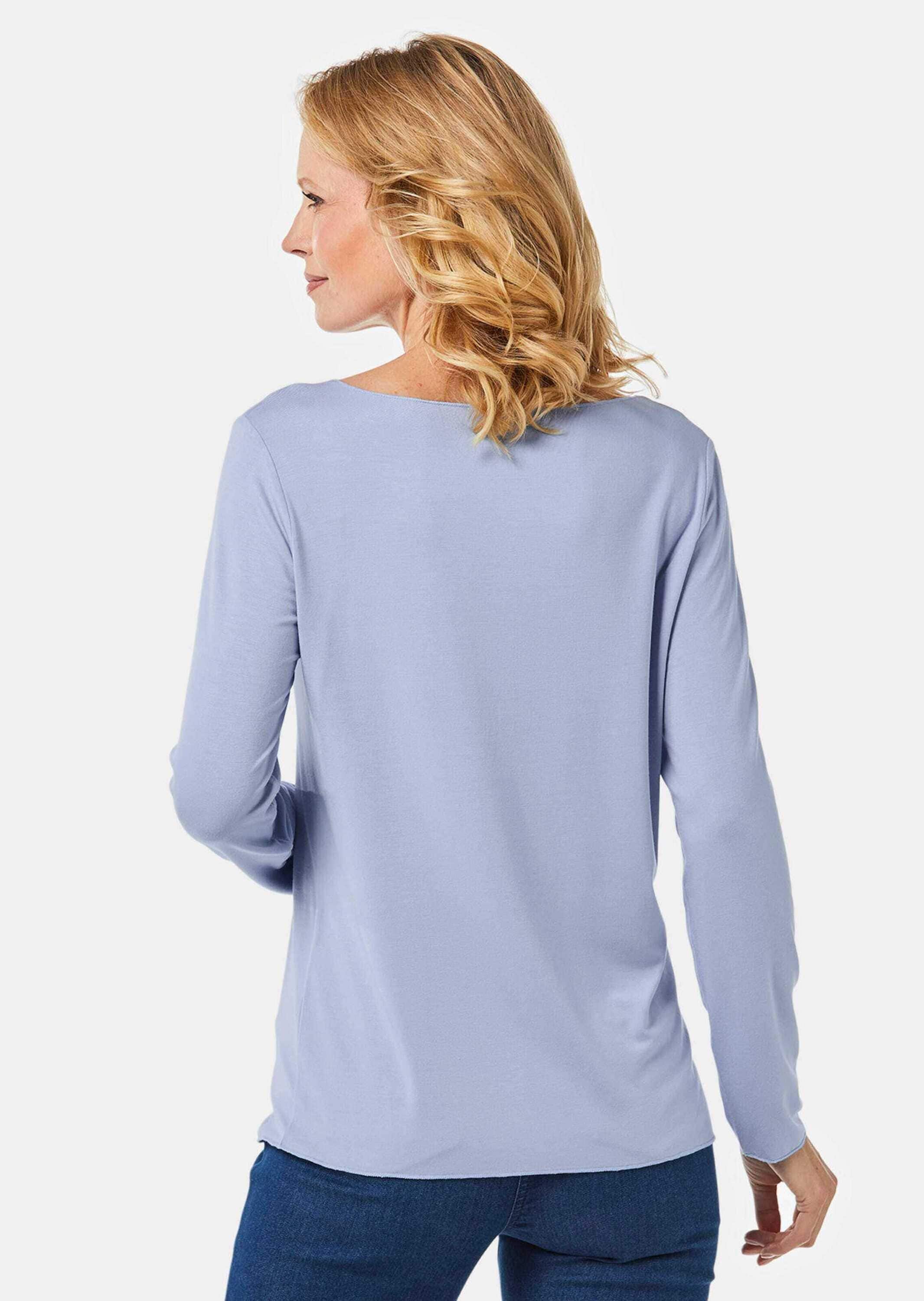 GOLDNER Longpullover »Shirt Kombistarkes Langarmshirt mit tonaler Zierkante«