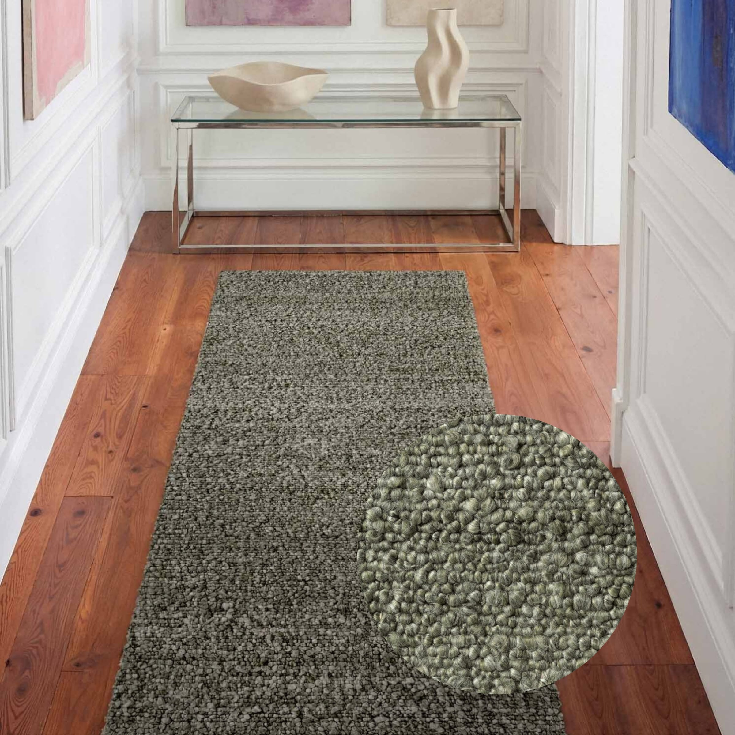 Teppich TED BAKER "Soft Bouclé Portobello, auch als Läufer", grün, B:80cm H:10mm L:300cm, Polyester, Teppiche, Teppich, Woll-Optik, Bouclé Meliert, Wohnzimmer, Esszimmer, Schlafzimmer, Flur
