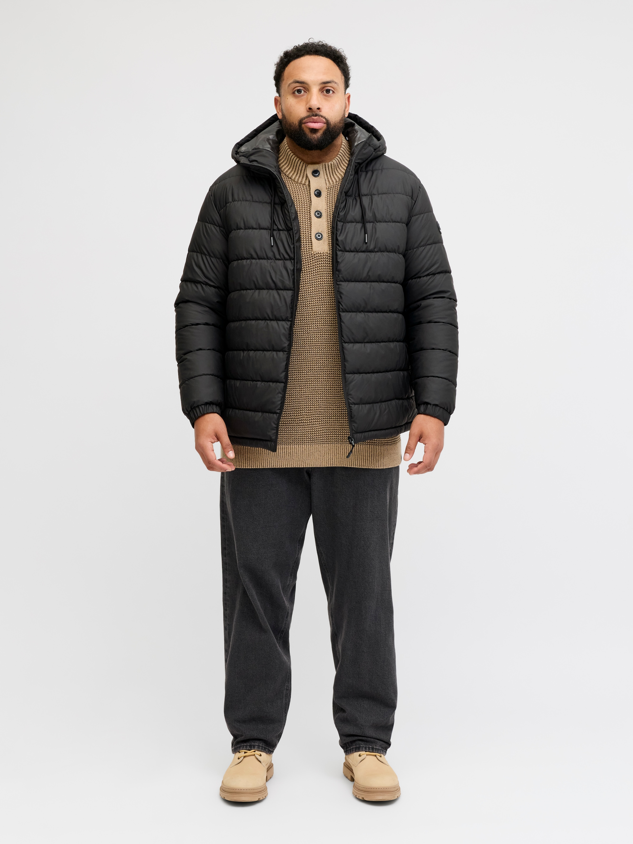 Jack & Jones PlusSize Steppjacke »JCOPOINT PU PUFFER JACKET BF PLS« mit Kapuze