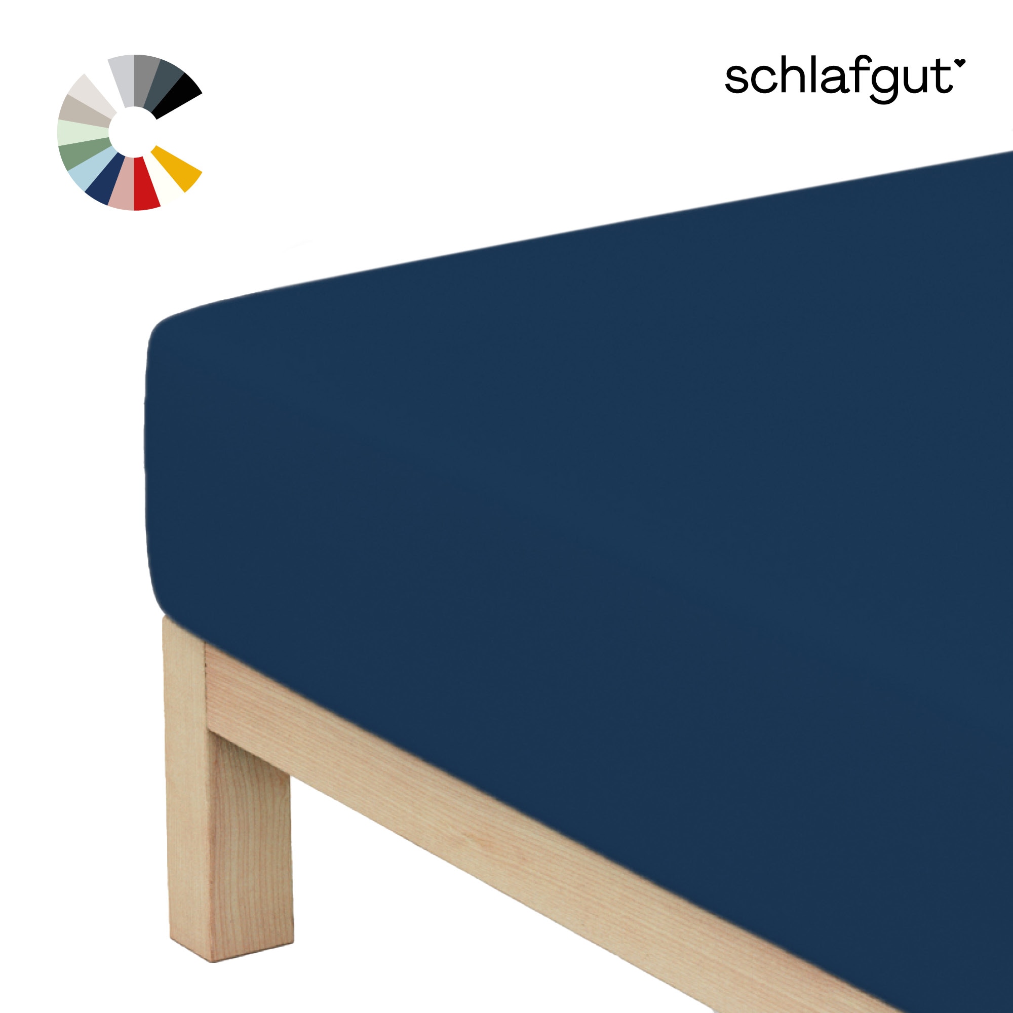 Schlafgut Spannbettlaken "Basic Cotton Bettlaken, 160 g/m², 100% Baumwolle, Spannbetttuch" Spannbettlaken bis 20 cm Matratzenhöhe, bügelfrei und pflegeleicht