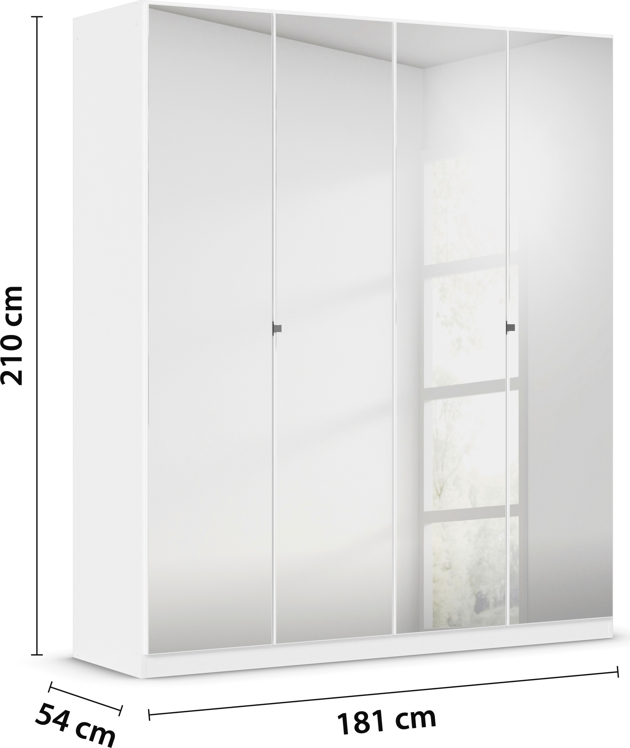 rauch Drehtürenschrank »Reflect«, mit Spiegelfront, inkl. praktischer Inneneinteilung und Stoffboxen-Set