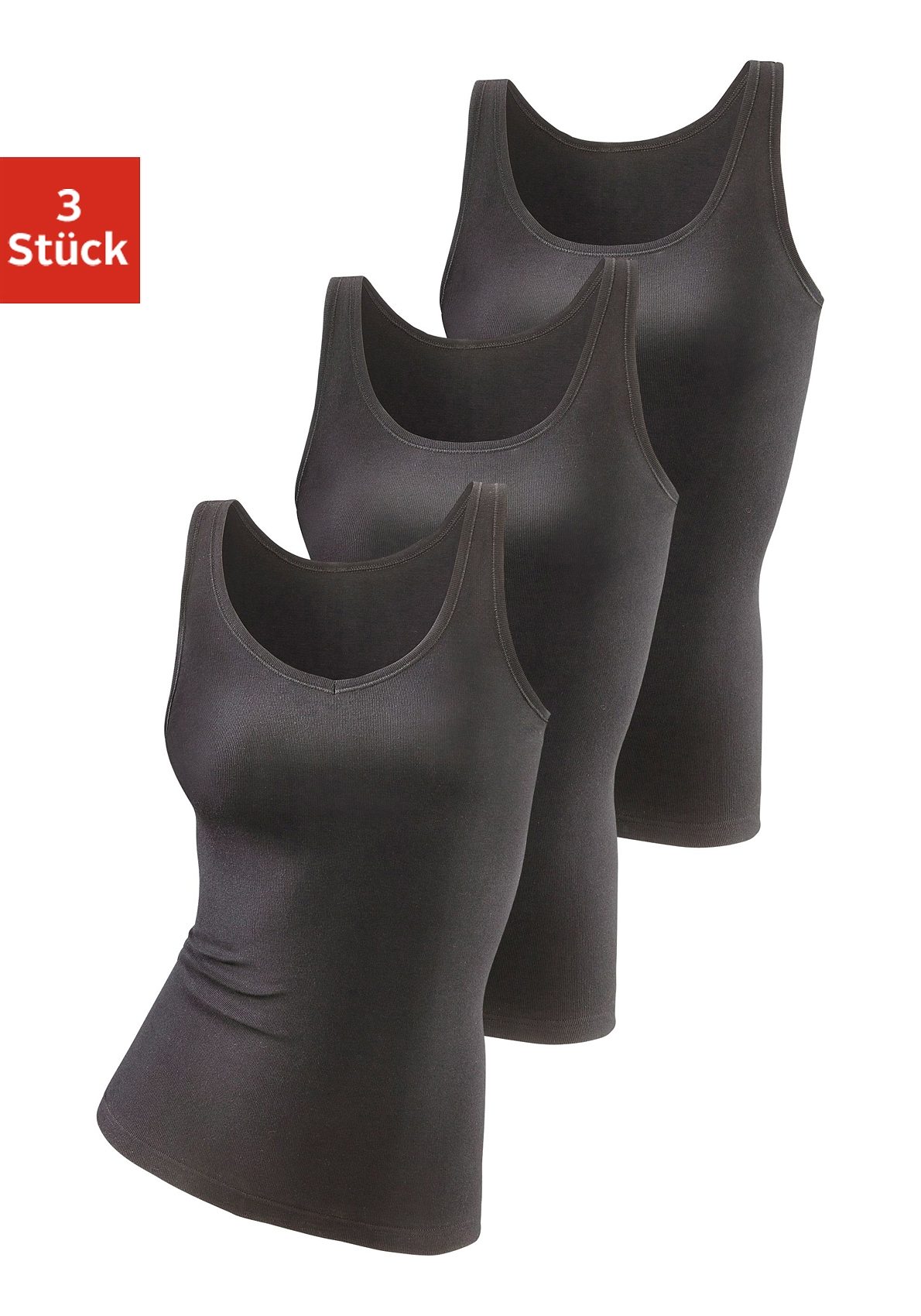 petite fleur by Lascana Achselhemd 3er-Pack, aus reiner Baumwolle, Tanktop, Unterziehshirt