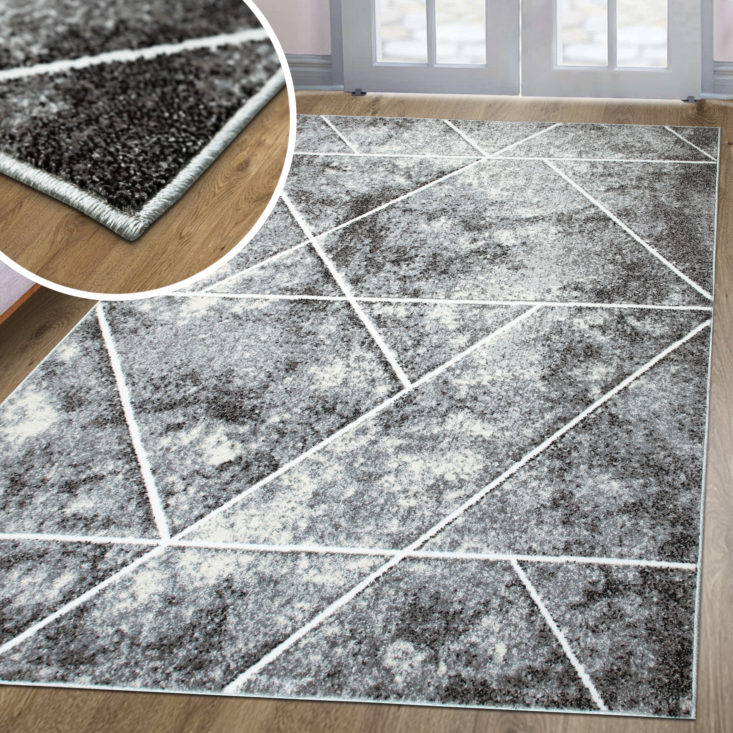 my home Teppich »Kimly, geometrisches Design in 3D-Optik«, rechteckig, 9 mm Höhe, mit besonders weichem Flor, Kurzflor, modernes Design