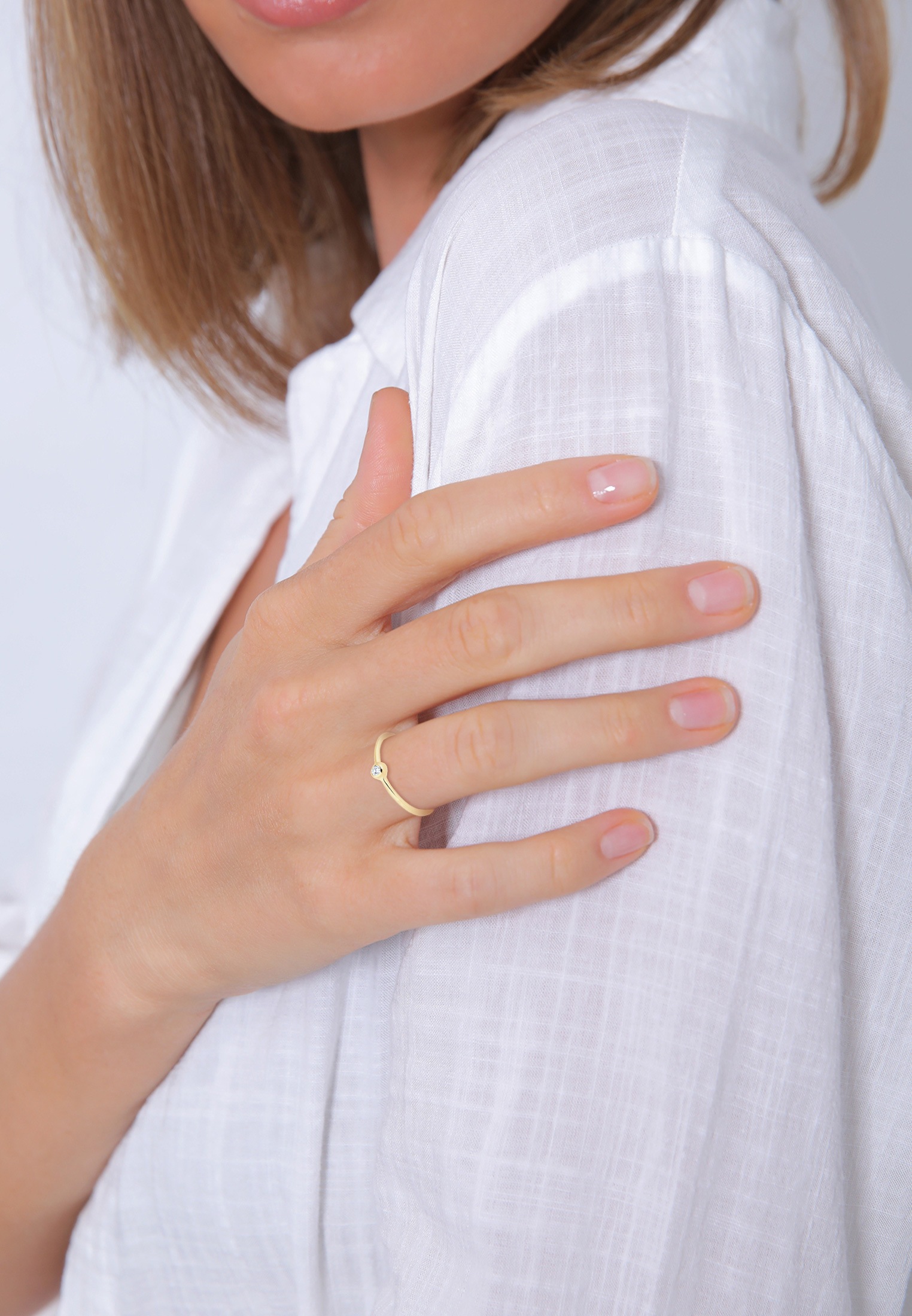 Elli Premium Solitaire Ring White 58 3