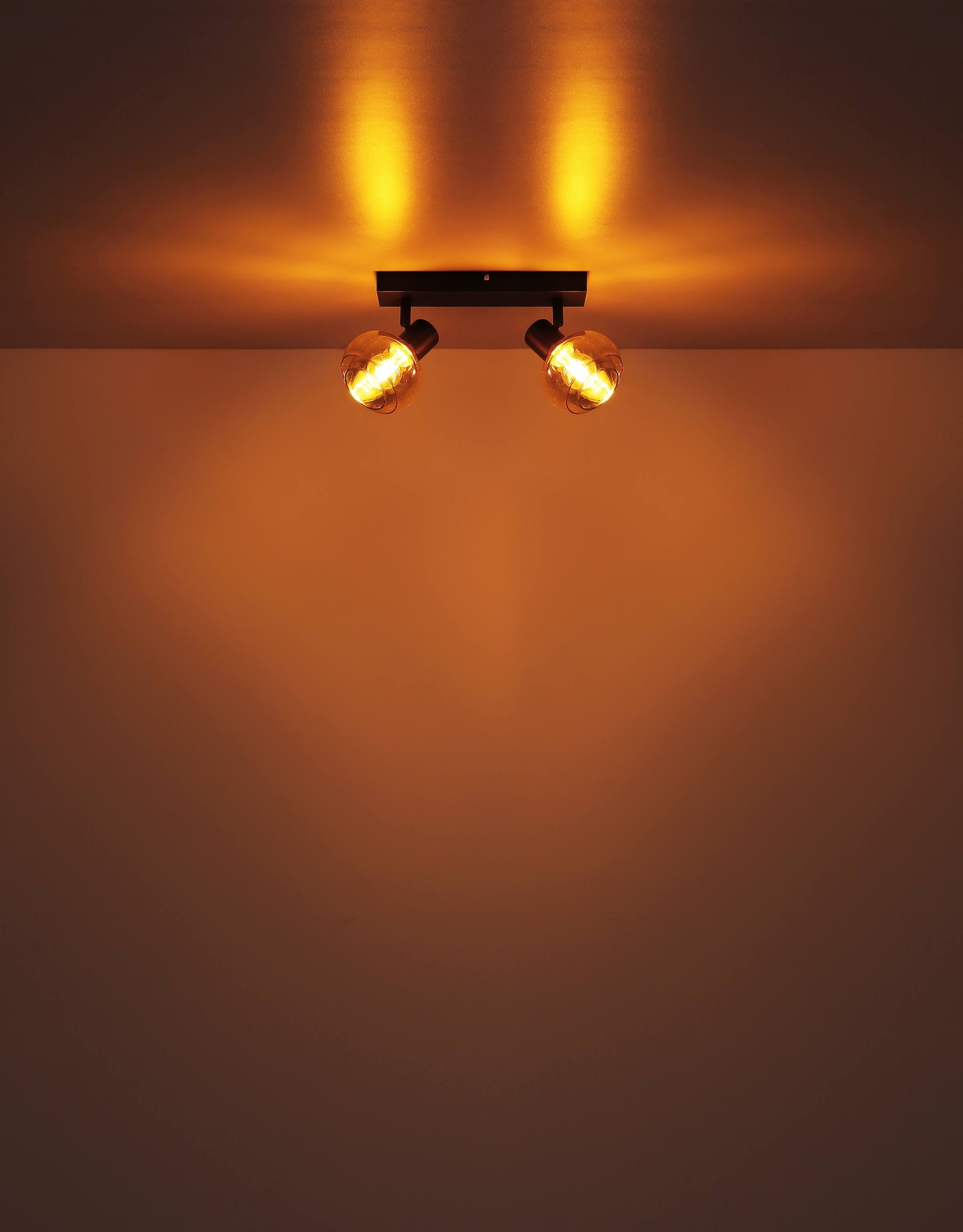 GLOBO LIGHTING Deckenstrahler »TOKKI«, Leuchtmittel E14 | ohne Leuchtmittel, Deckenspot/schwarz/Glas amber/Glas rauchfarben/Flur/Wohnzimmer