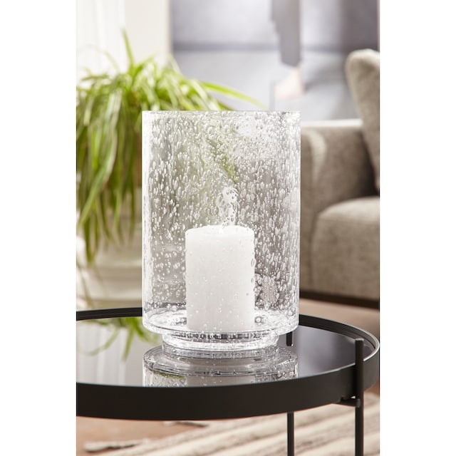 Home affaire Windlicht »aus Glas, mit Lufteinschlüssen, Höhe 30 cm«, (1  St.), für Stumpenkerzen, auch ideal als Vase | BAUR