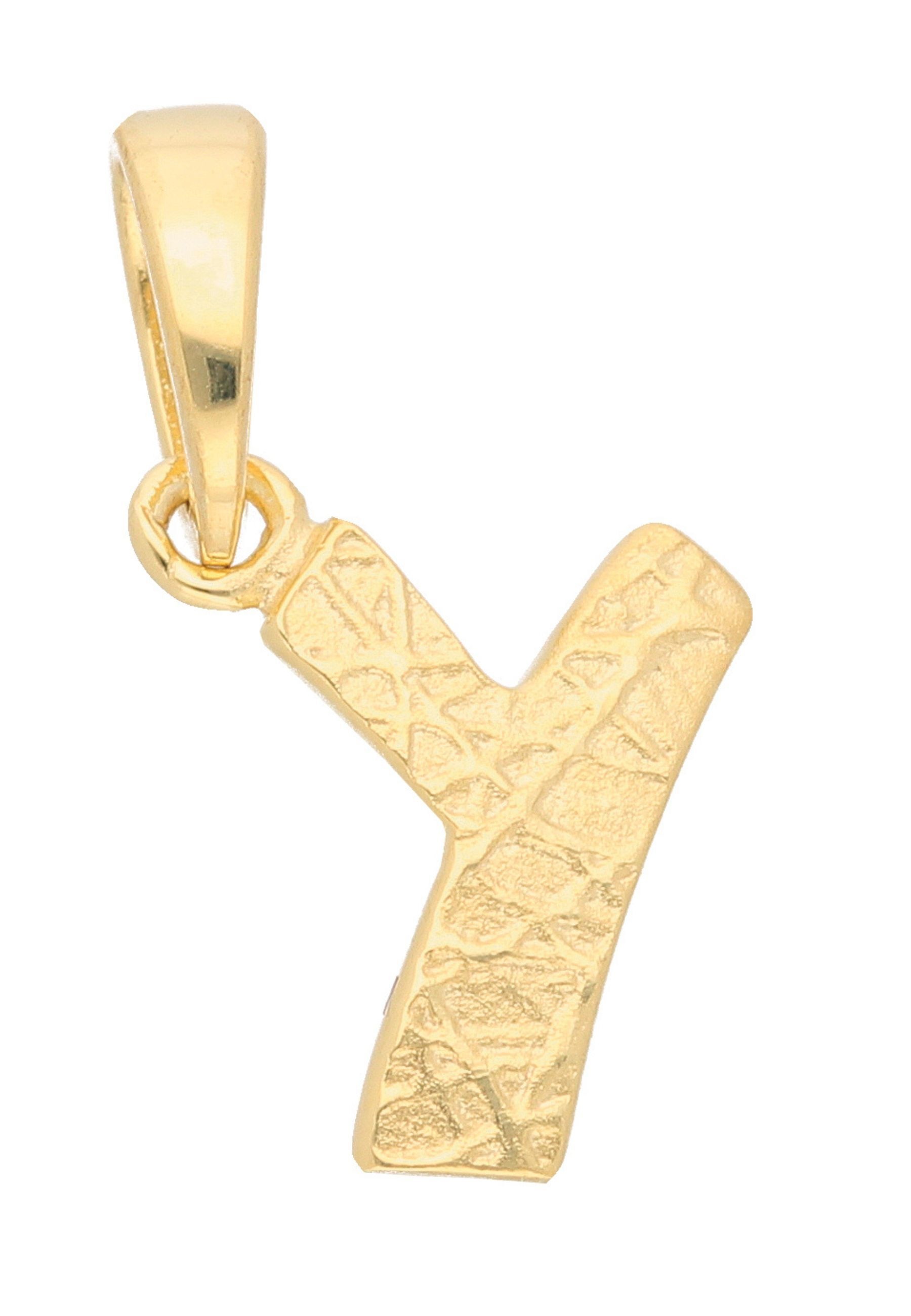 Buchstabenanhänger ADELIA´S "Damen & Herren 333 Gold Buchstabenanhänger Y", gold, Schmuckanhänger, Damen, Gold, für Damen & Herren