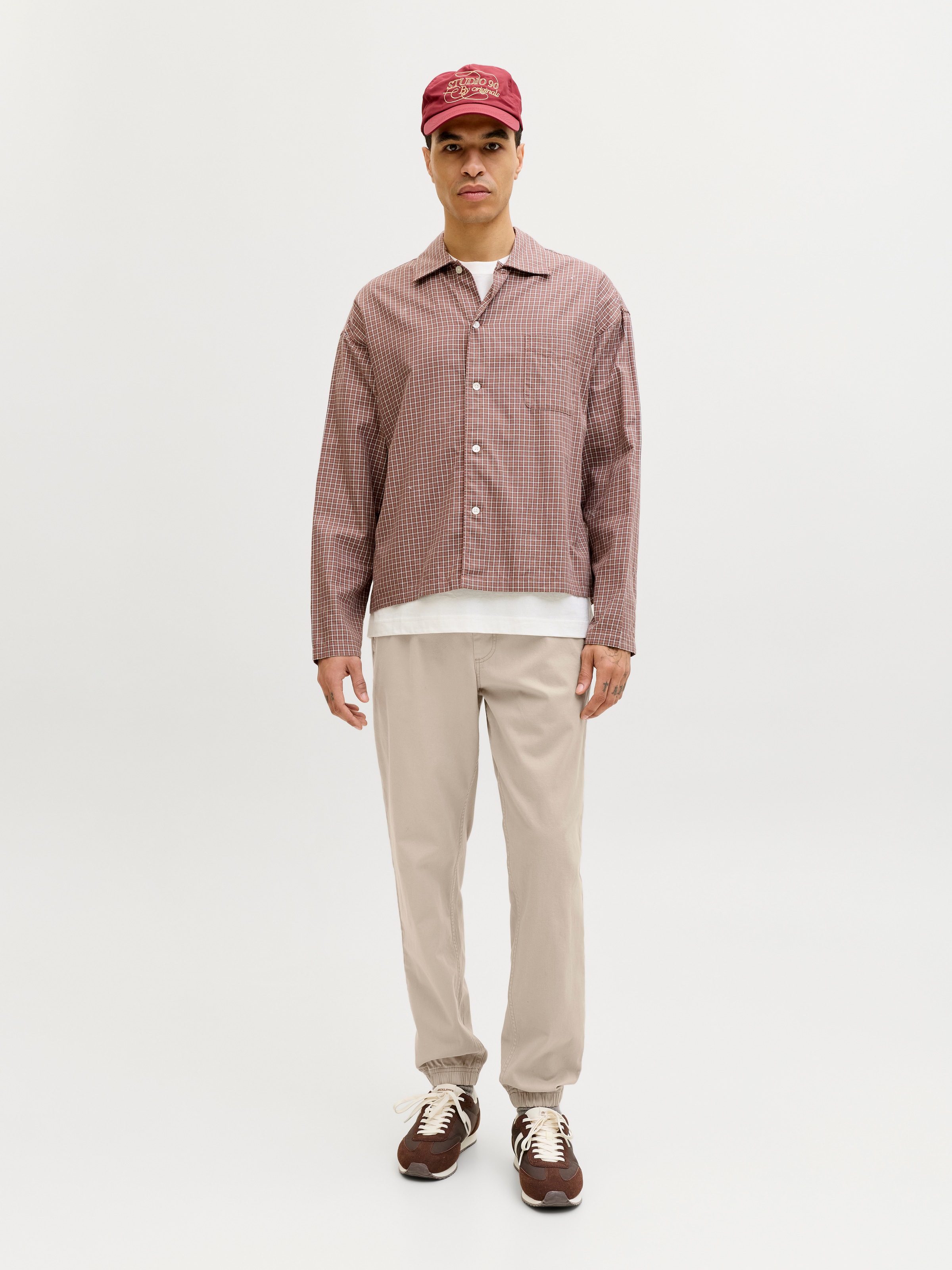 Schlupfhose JACK & JONES "JPSTGORDON DYLAN JOGGER", Herren, Gr. M, N-Gr, string, Web, Obermaterial: 98% Baumwolle, 2% Elasthan, unifarben, regular fit lang, Hosen Schlupfhose, Baumwollmischung, regular fit 3