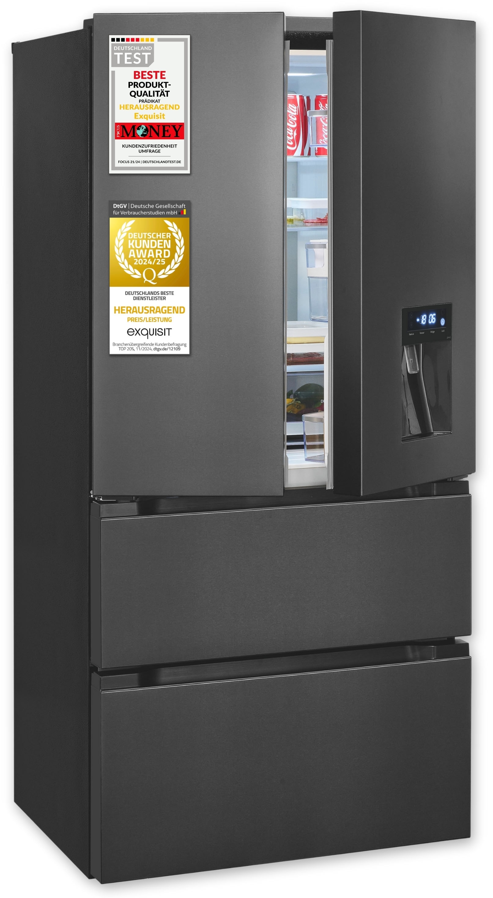 exquisit French Door FD490-160-WS-202E inoxlook-az "FD490-160-WS-202E inoxl günstig online kaufen