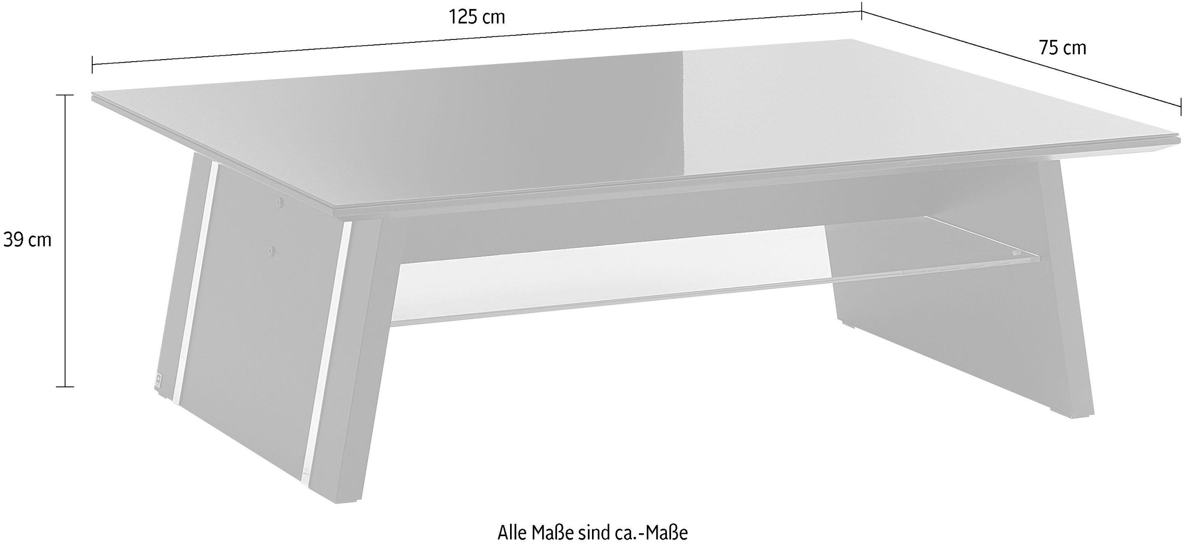 LEONARDO Couchtisch »CUBE«, mit Ablage, mit feinen Chromakzenten, Breite 125 cm