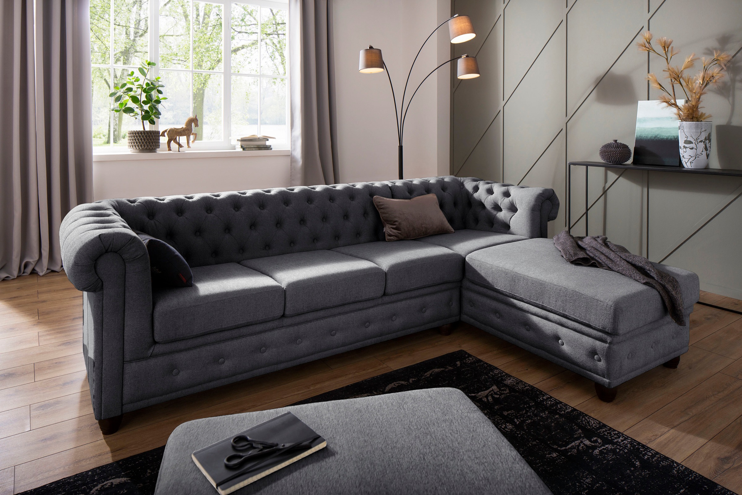 Home affaire Chesterfield-Sofa "New Castle L-Form", hochwertige Knopfheftun günstig online kaufen