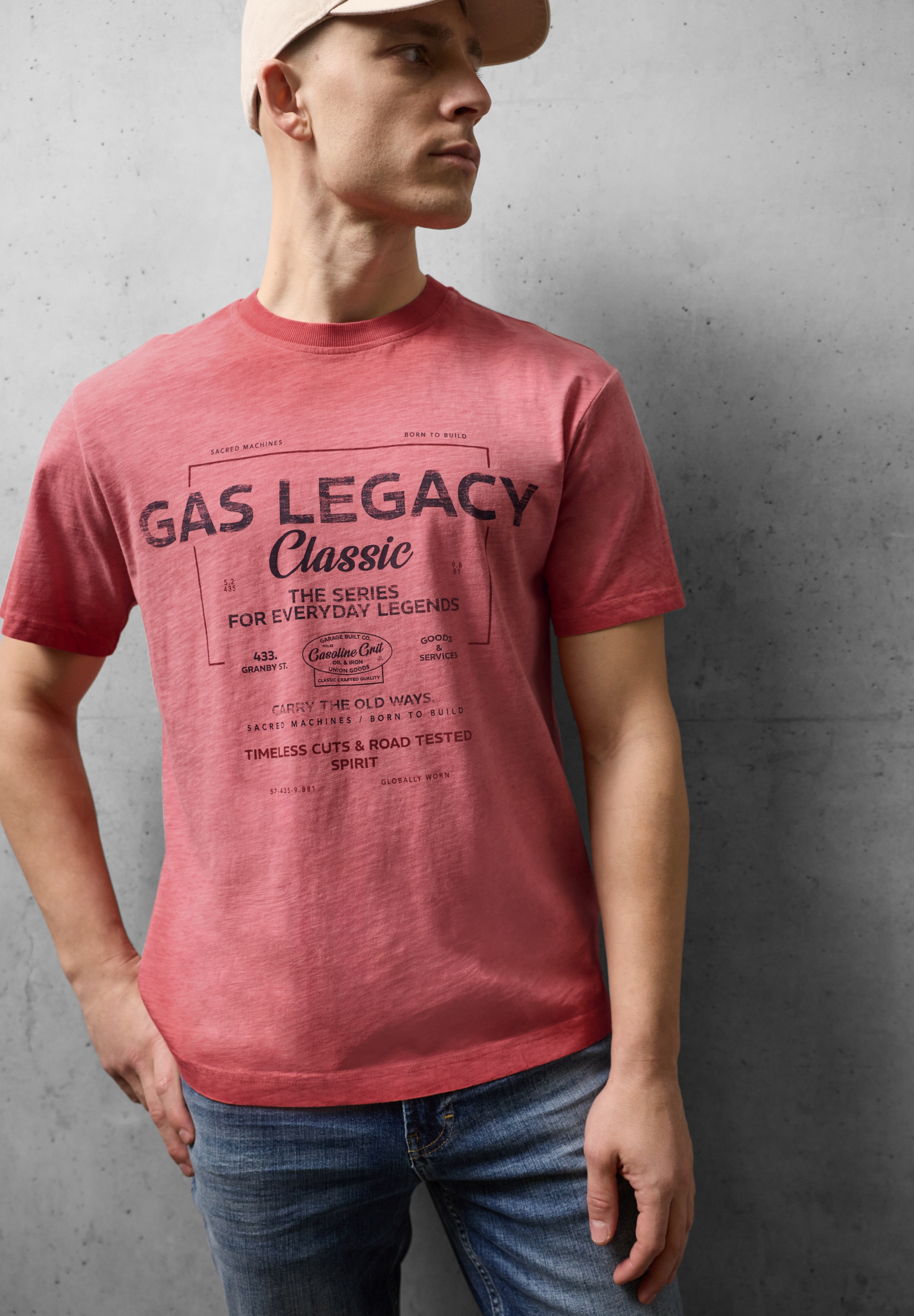 STREET ONE MEN Langarmshirt mit Wording