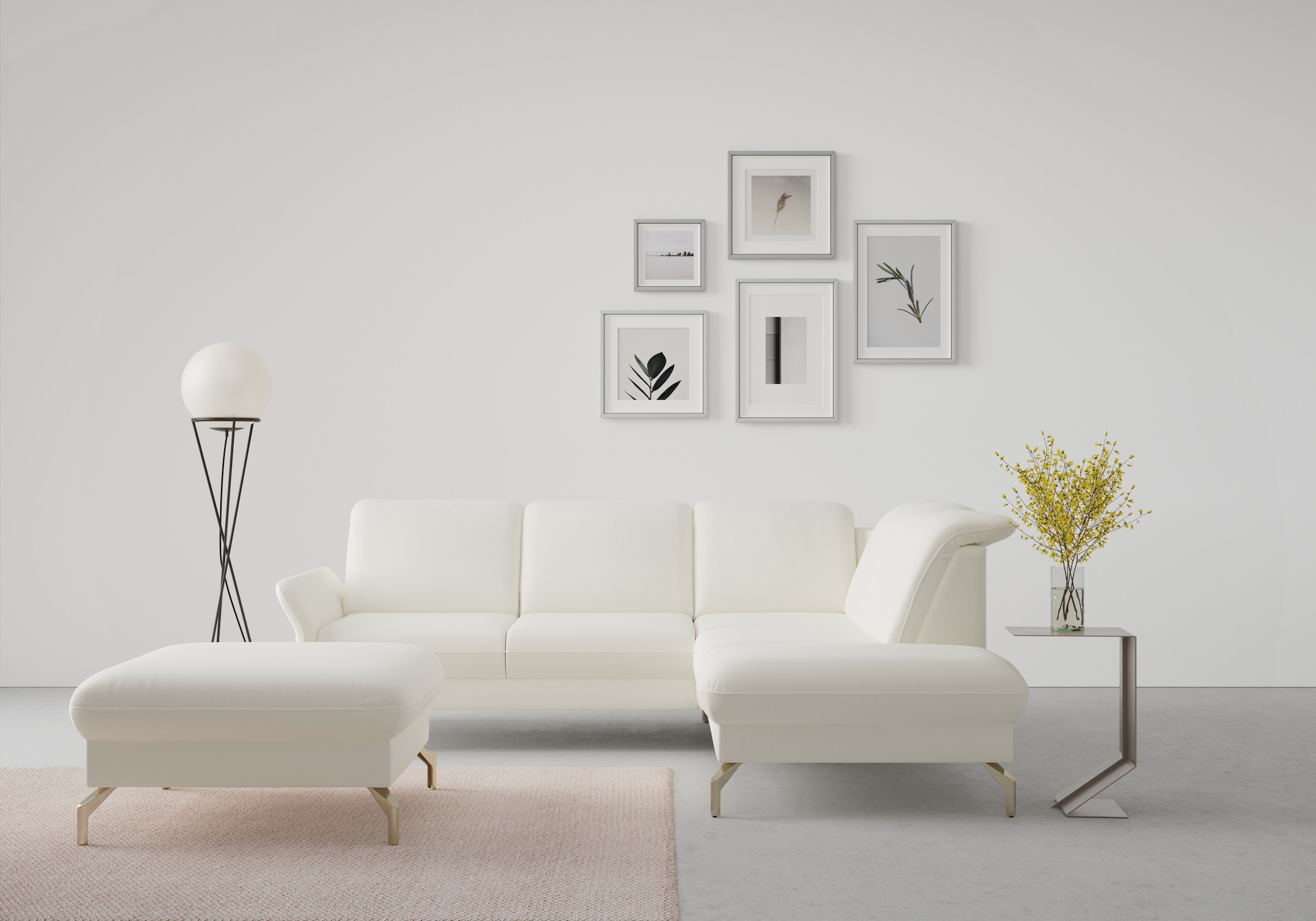 sit&more Ecksofa "Fashion L-Form" wahlweise mit Kopfteilverstellung, Vorziehsitz, motorisch, Nickelfüße