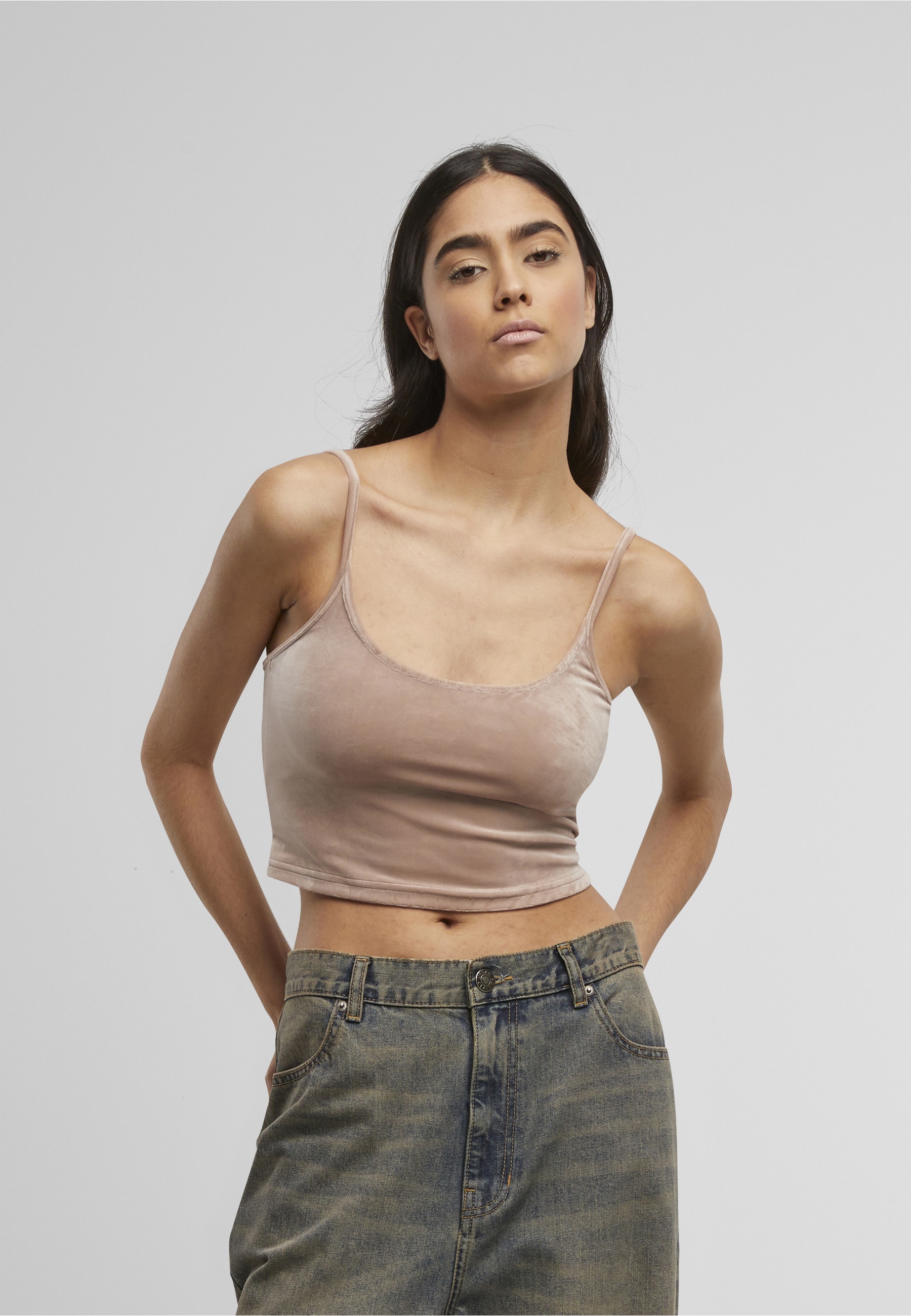 URBAN CLASSICS Tanktop »Urban Classics Ladies Short Velvet Top«