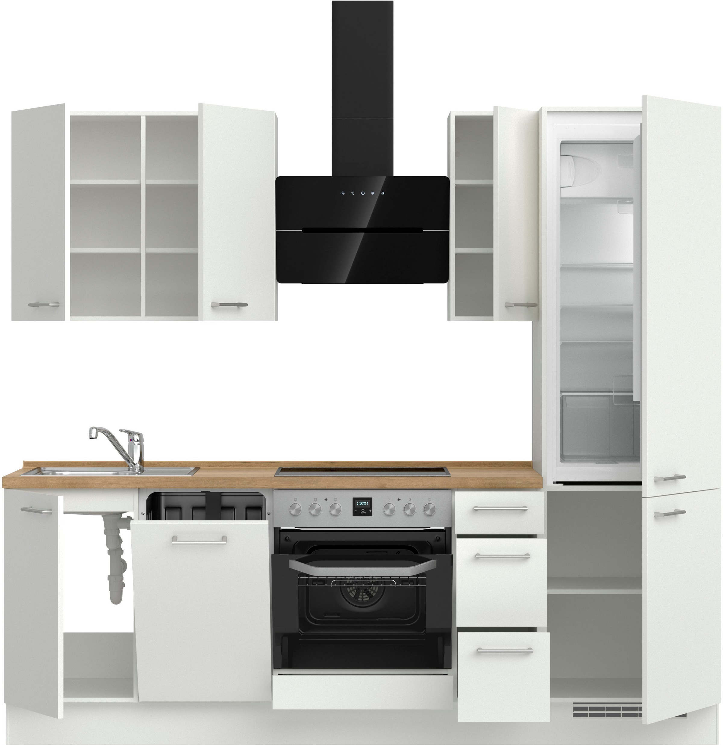 nobilia® Küchenzeile »"Laser II"«, vormontiert, Ausrichtung wählbar, Breite 240 cm, wahlw. mit E-Geräten
