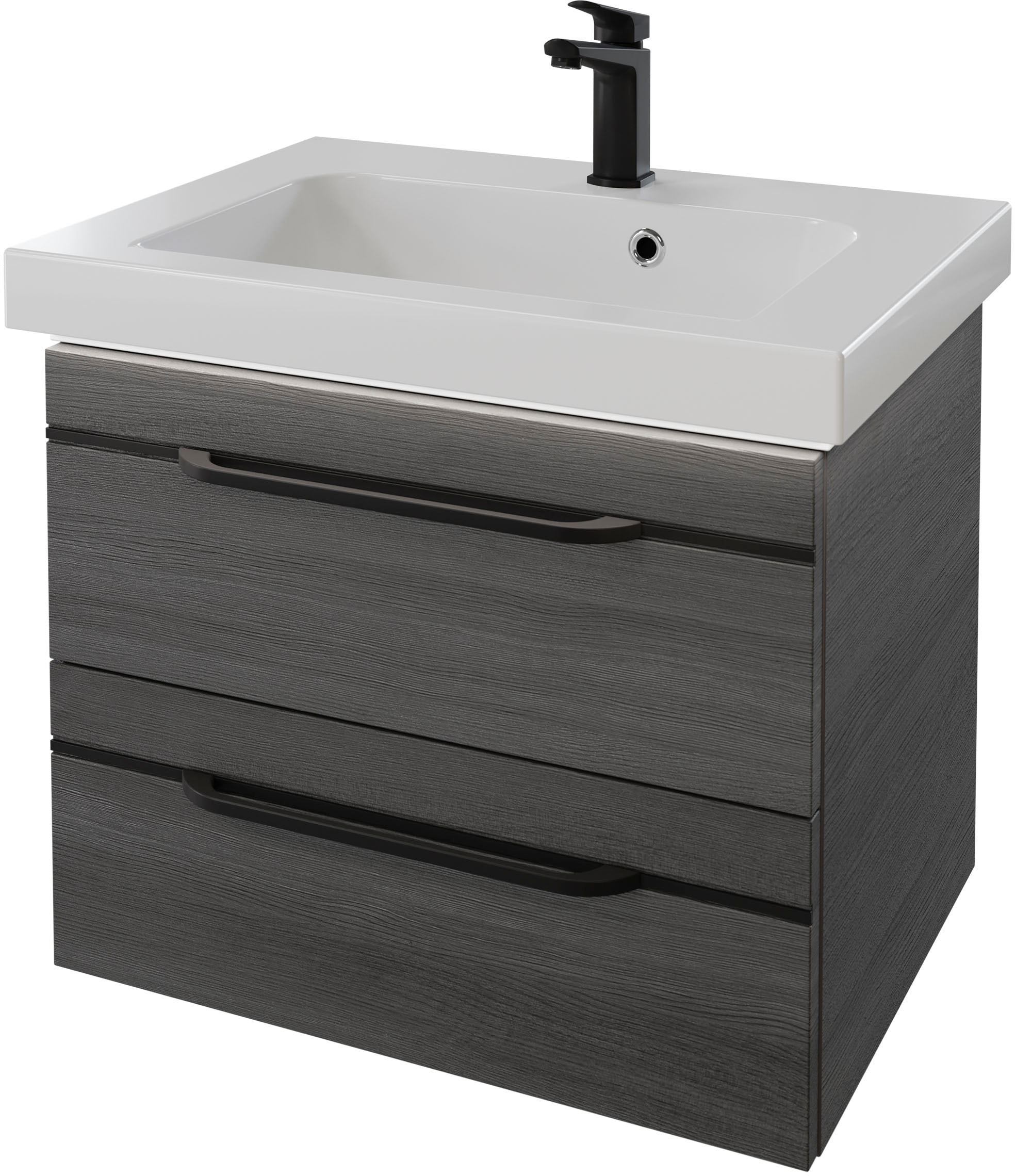 Saphir Waschtisch "Serie Balto Mineralmarmor-Waschtisch mit Unterschrank, 64,4 cm breit", Waschplatz mit 2 Schubladen, B