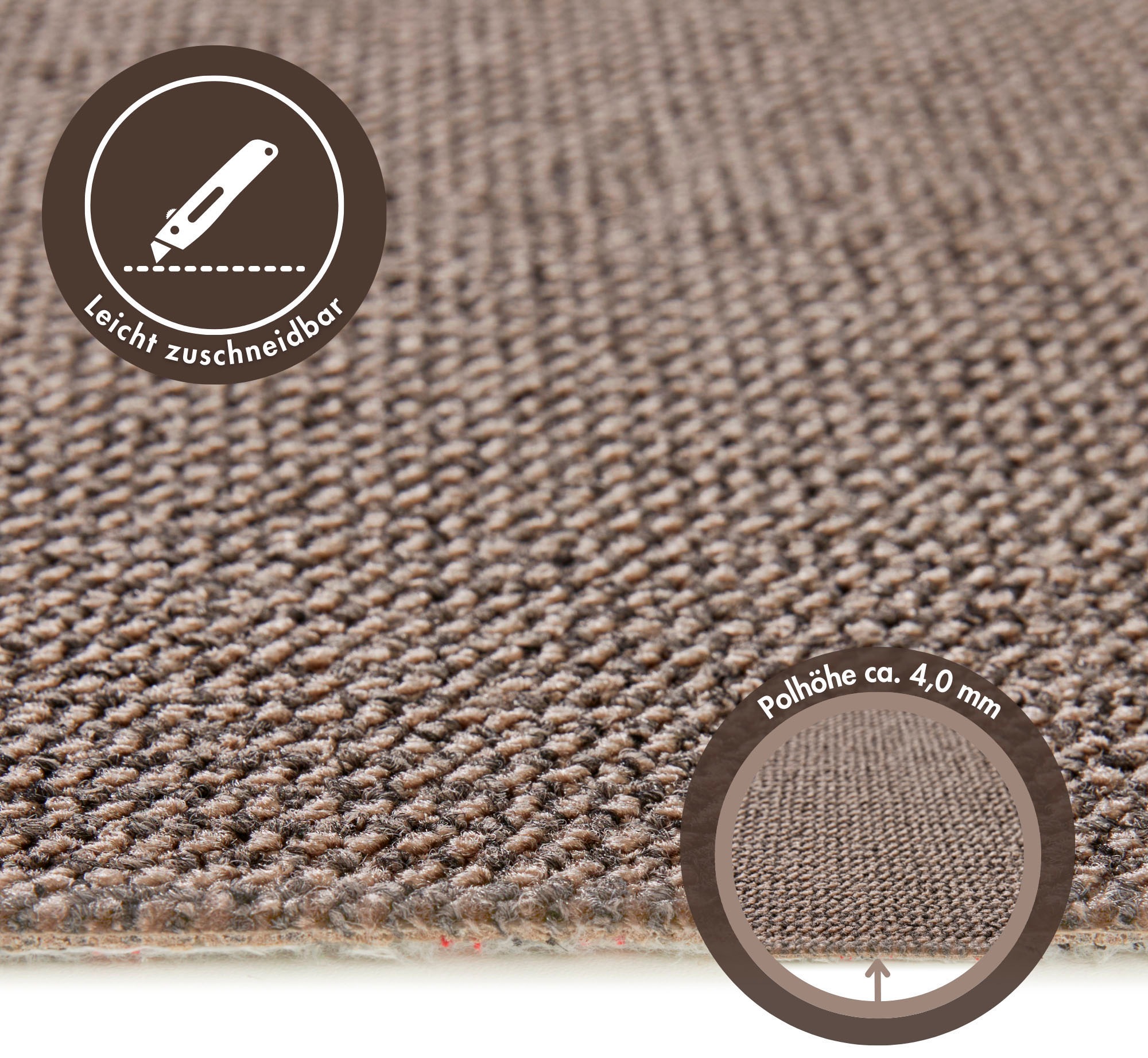 Andiamo Teppichboden »Tulsa, Schlinge, Made in Belgium«, rechteckig, 6 mm Höhe, meliert, Breite 400 cm oder 500 cm, strapazierfähig & pflegeleicht