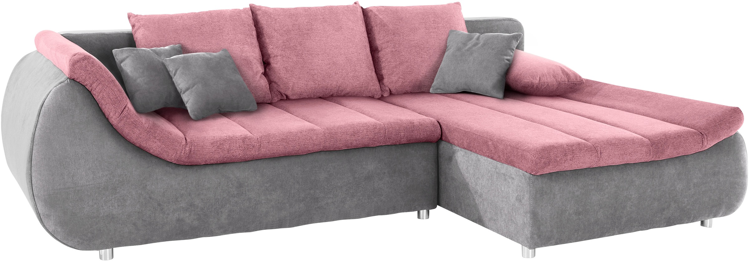 INOSIGN Ecksofa »Imola, elegant und modern, aktuelle Steppung im Sitz, bequem, L-Form«, frei im Raum stellbar, wahlweise mit Bettfunktion und Bettkasten