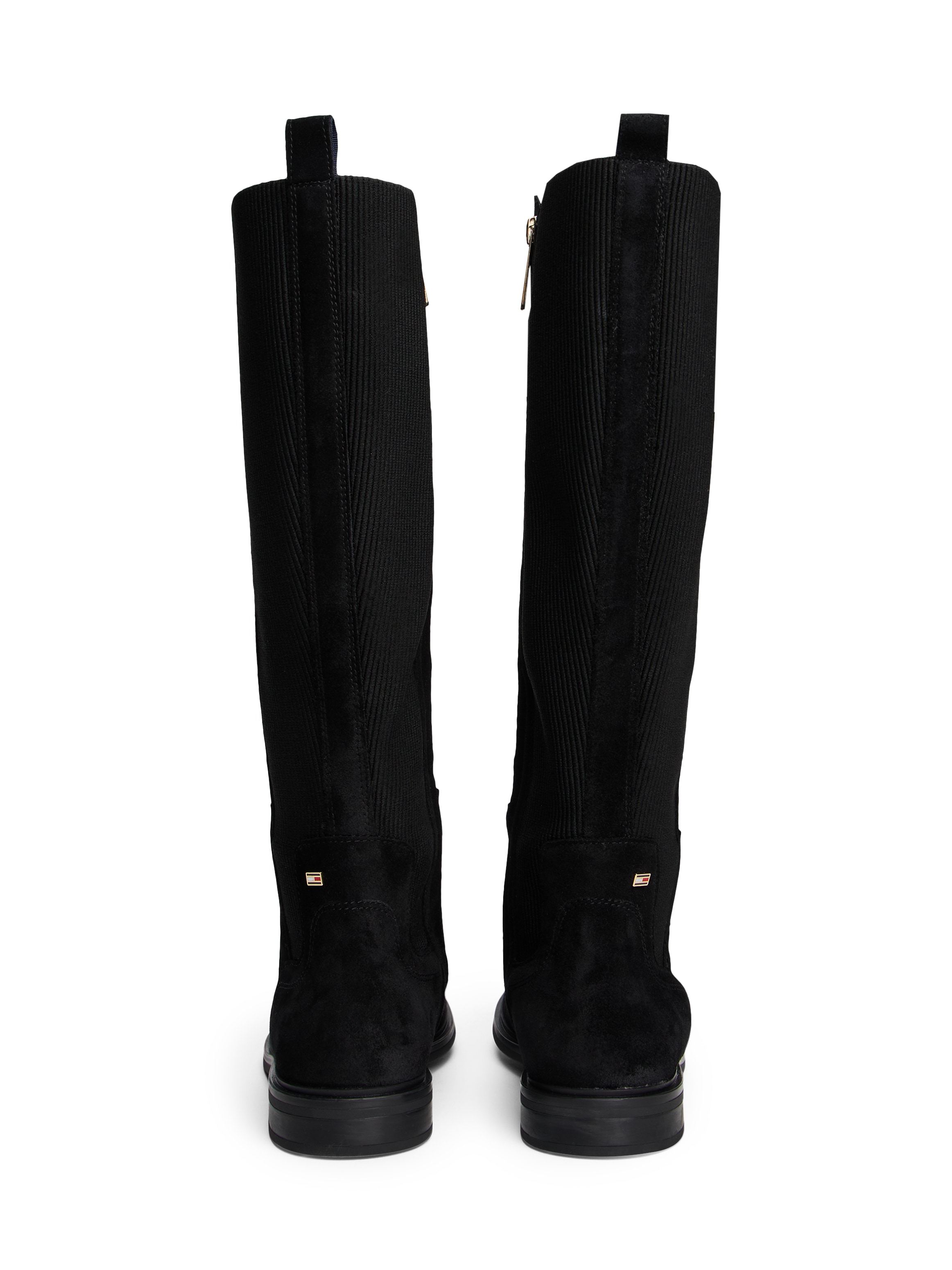 Tommy Hilfiger Stiefel »FLAG SUEDE LONG BOOT«, Langschaftstiefel, Reißverschlussstiefel mit Logoflaggen-Detail