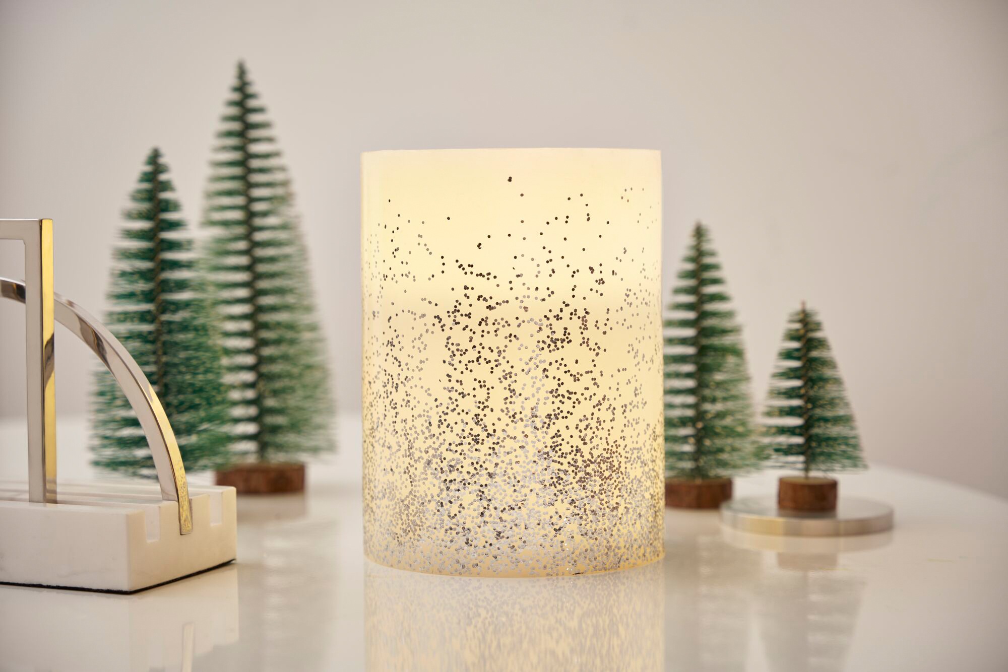 Pauleen LED Dekolicht »LED-Kerze Glitter Wachskerze Einzelartikel Timer Batterie Weiß/Silber«