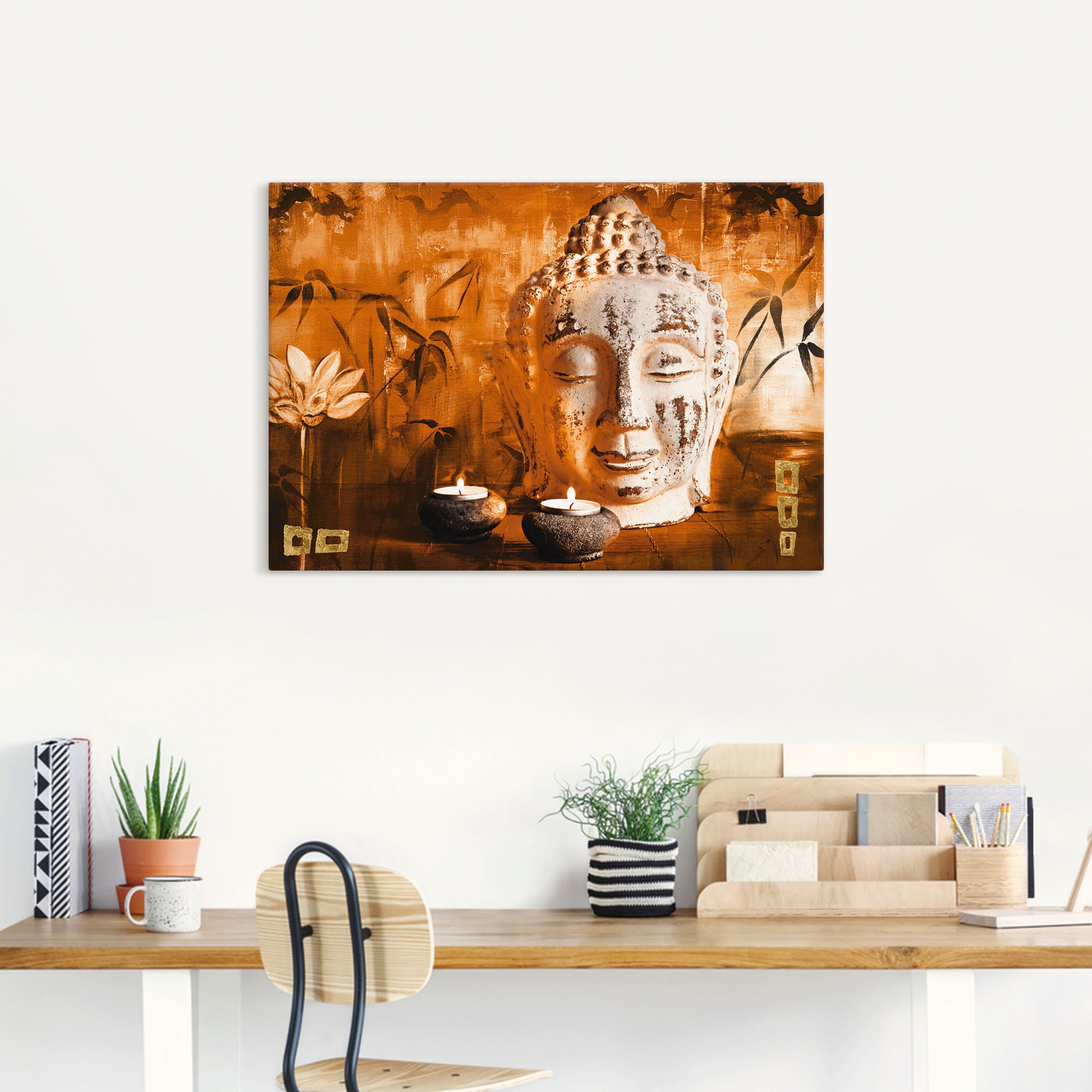 Artland Wandbild »Buddha mit Kerzen«, Religion, (1 St.), als Leinwandbild, Poster in verschied. Größen