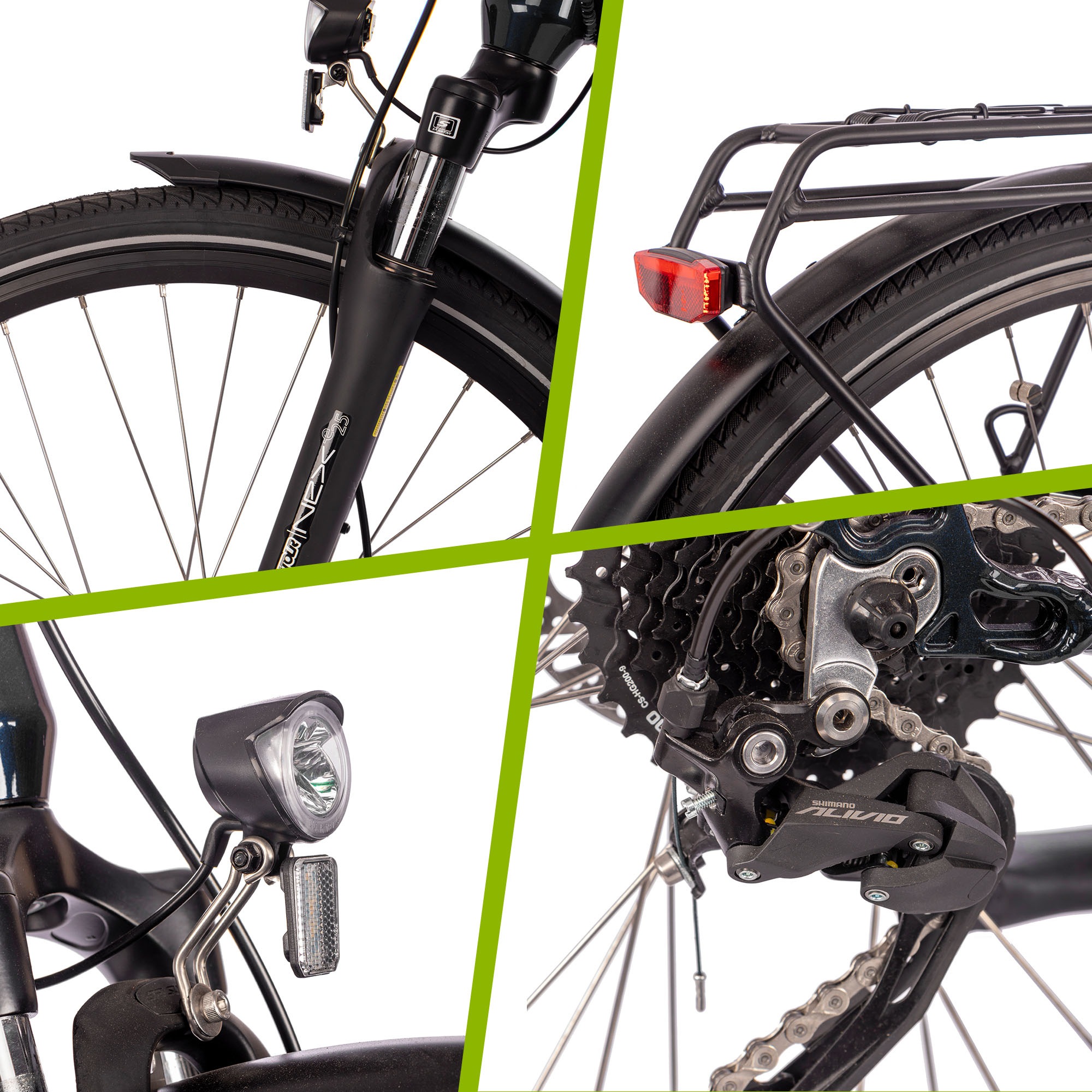 SAXONETTE E-Bike »Deluxe Sport Man«, 9 Gang, Shimano, Alivio, Mittelmotor 250 W, Pedelec, Elektrofahrrad für Damen u. Herren