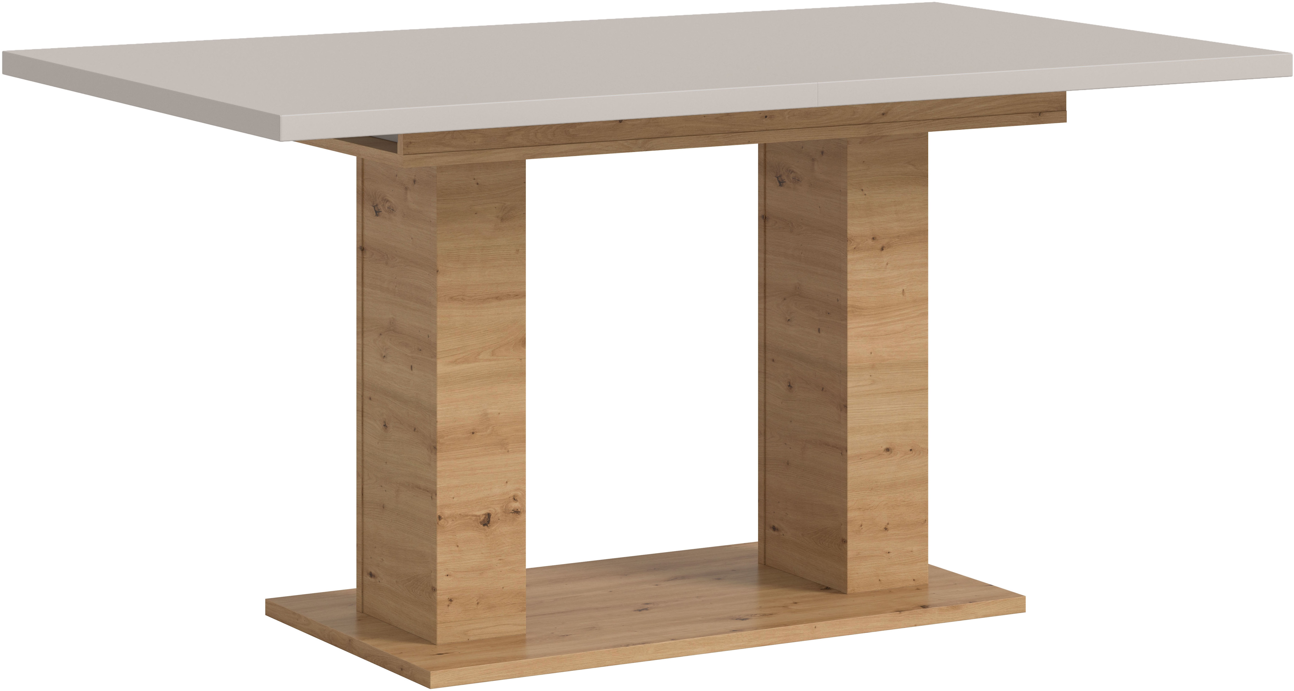 Home affaire Esstisch "Motus, ausziehbar 150 -190 cm, inklusive 40 cm Einlegeplatte" Set, 1 Stk. tlg. Doppelsäulengestell mit Bodenplatte, Tisch, Esstisch, Küche