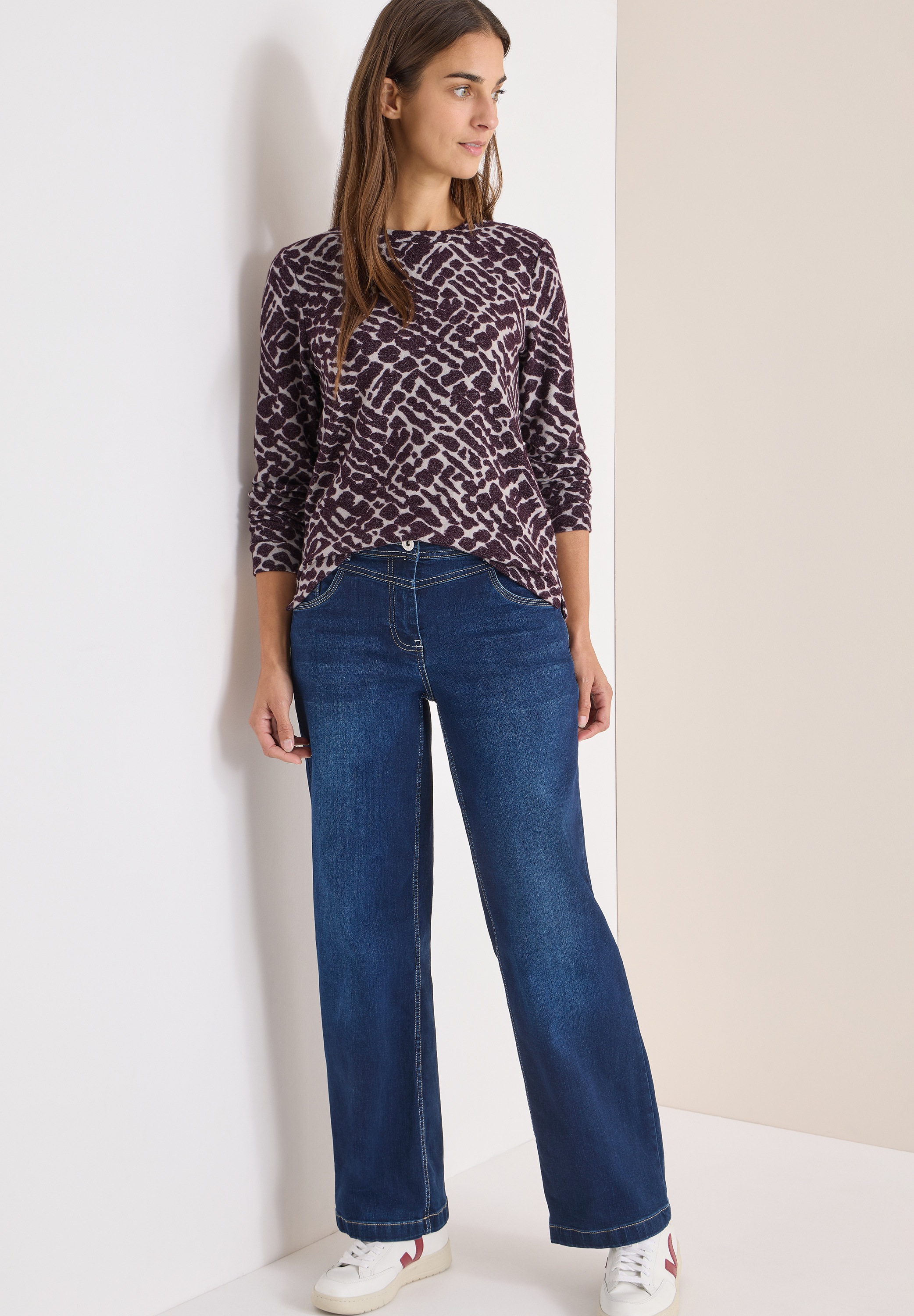 Cecil Langarmshirt aus softem Materialmix