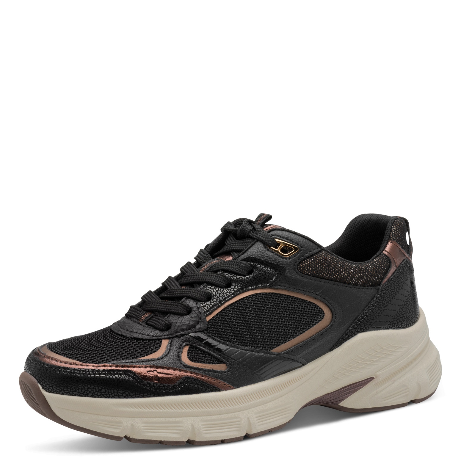 Tamaris Plateausneaker, Freizeitschuh, Halbschuh, Schnürer, Details in Metallicoptik